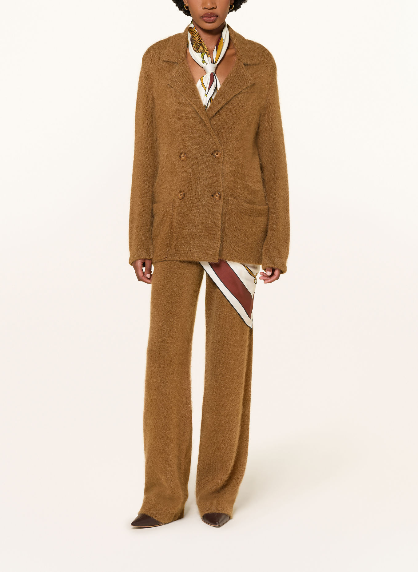 DOROTHEE SCHUMACHER Strikjakke FLUFFY STATEMENTS med kashmir: BRUN