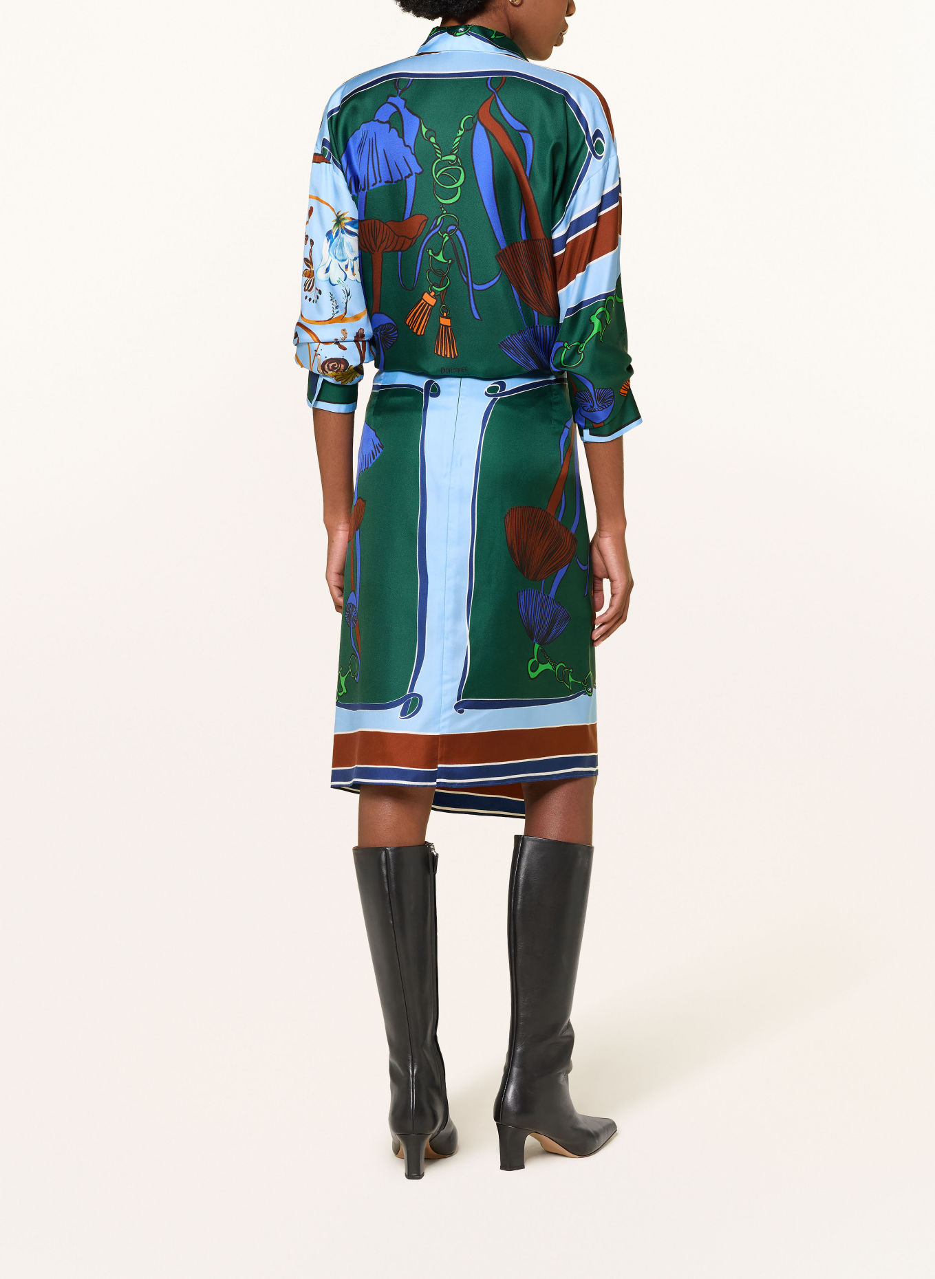 DOROTHEE SCHUMACHER Blusenshirt COSMIC FUNGHI aus Seide: GRÜN / BRAUN / HELLBLAU