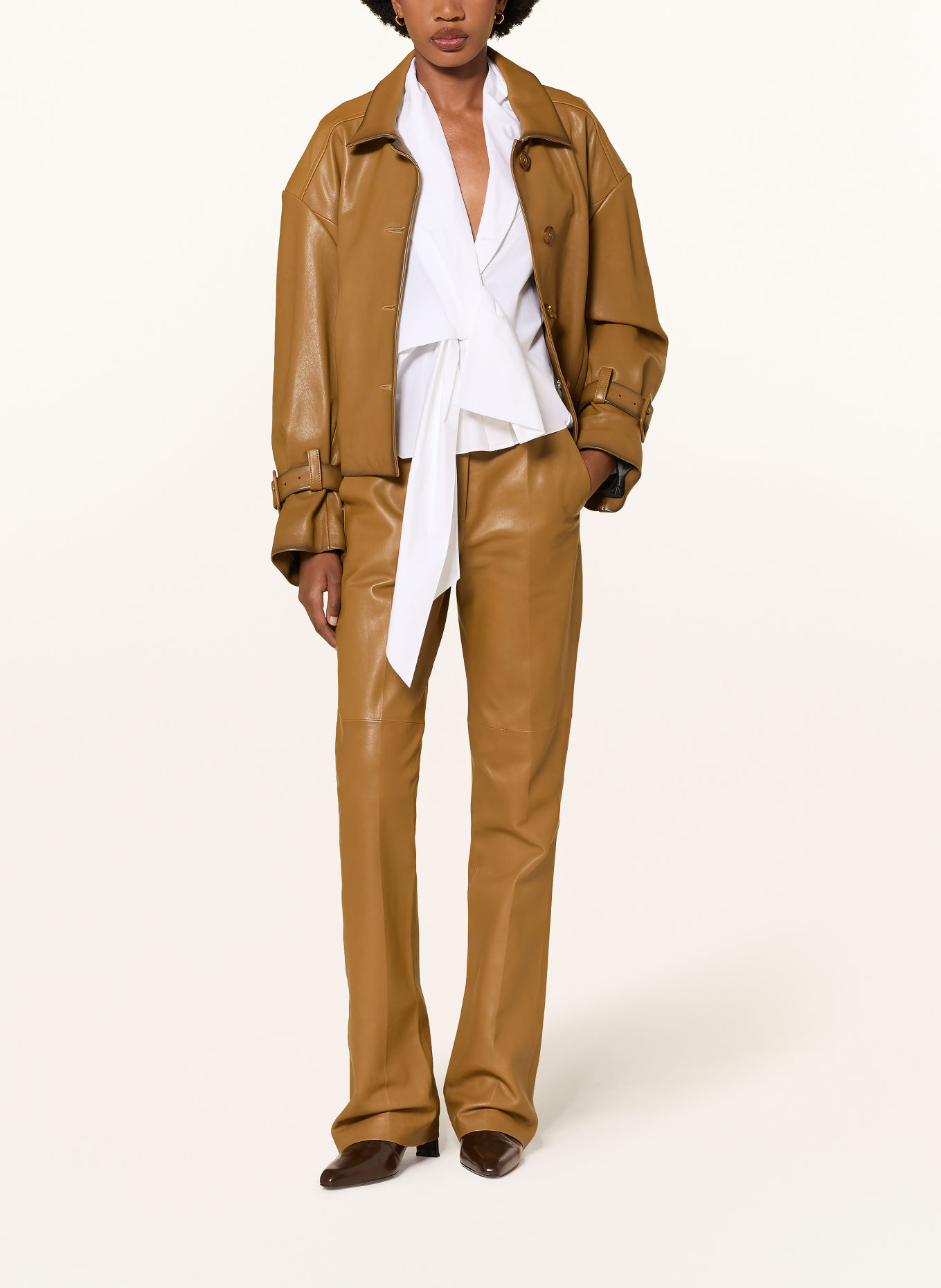 DOROTHEE SCHUMACHER Leather pants: BROWN