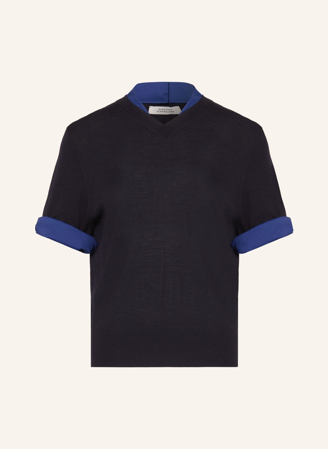 DOROTHEE SCHUMACHER Gebreid shirt CHIC MERINO in een materiaalmix: DONKERBLAUW / BLAUW