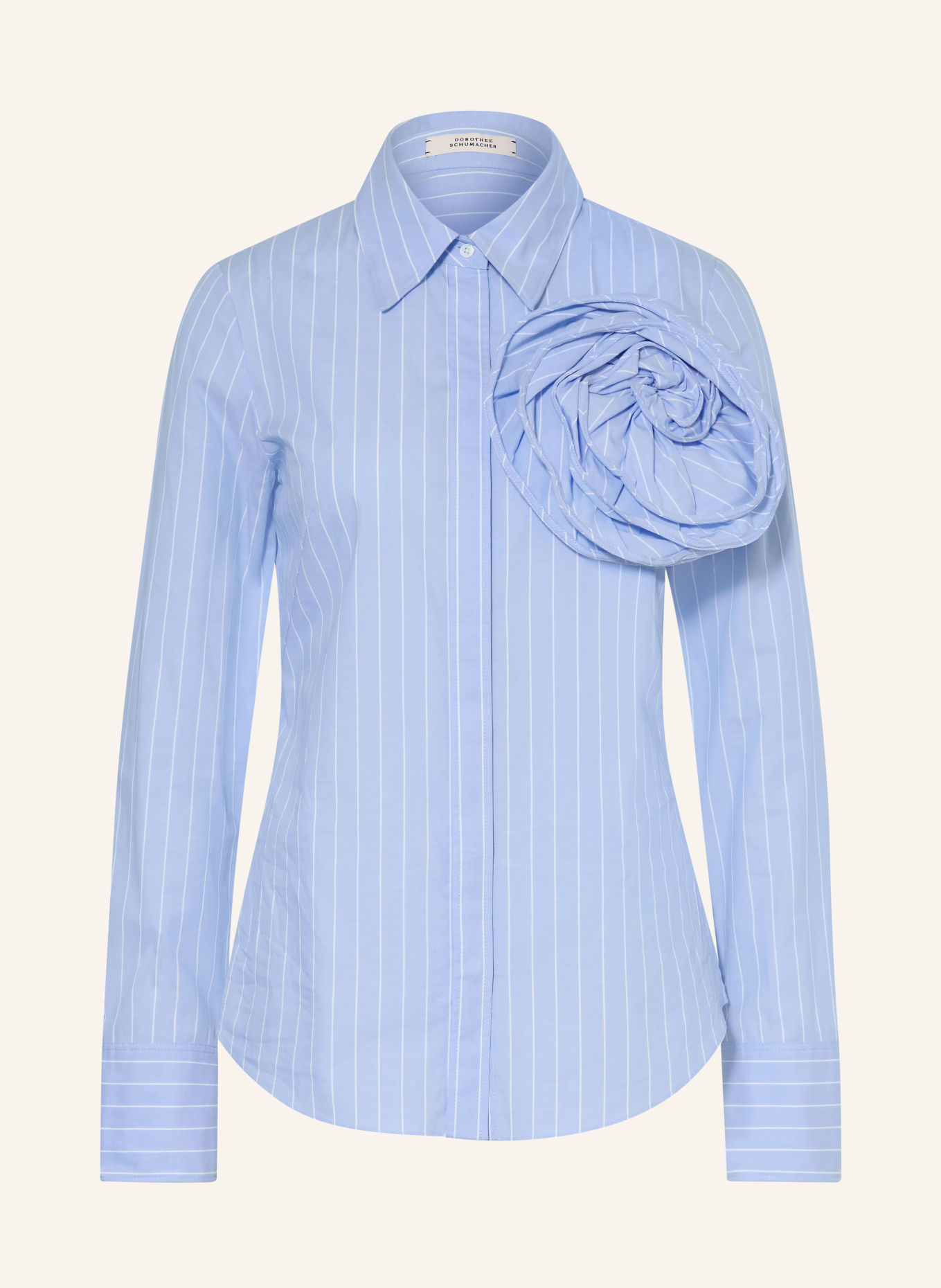 DOROTHEE SCHUMACHER Hemdbluse STRIPED POWER mit abnehmbarer Applikation: HELLBLAU / WEISS