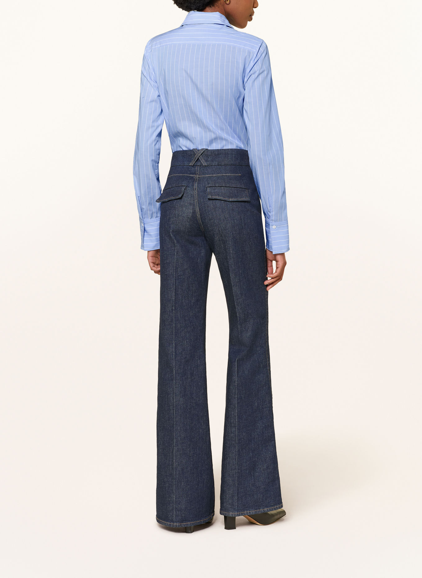 DOROTHEE SCHUMACHER Hemdbluse STRIPED POWER mit abnehmbarer Applikation: HELLBLAU / WEISS