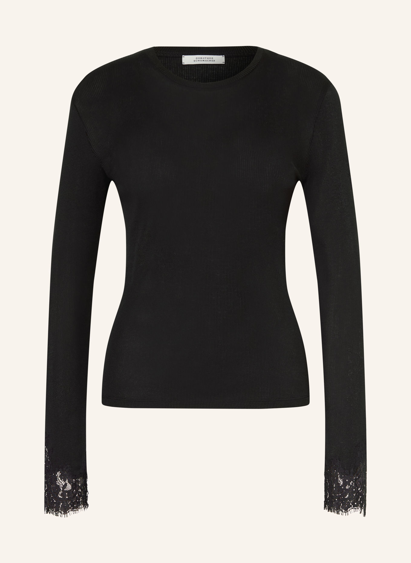 DOROTHEE SCHUMACHER Langærmet bluse med blonder: SORT