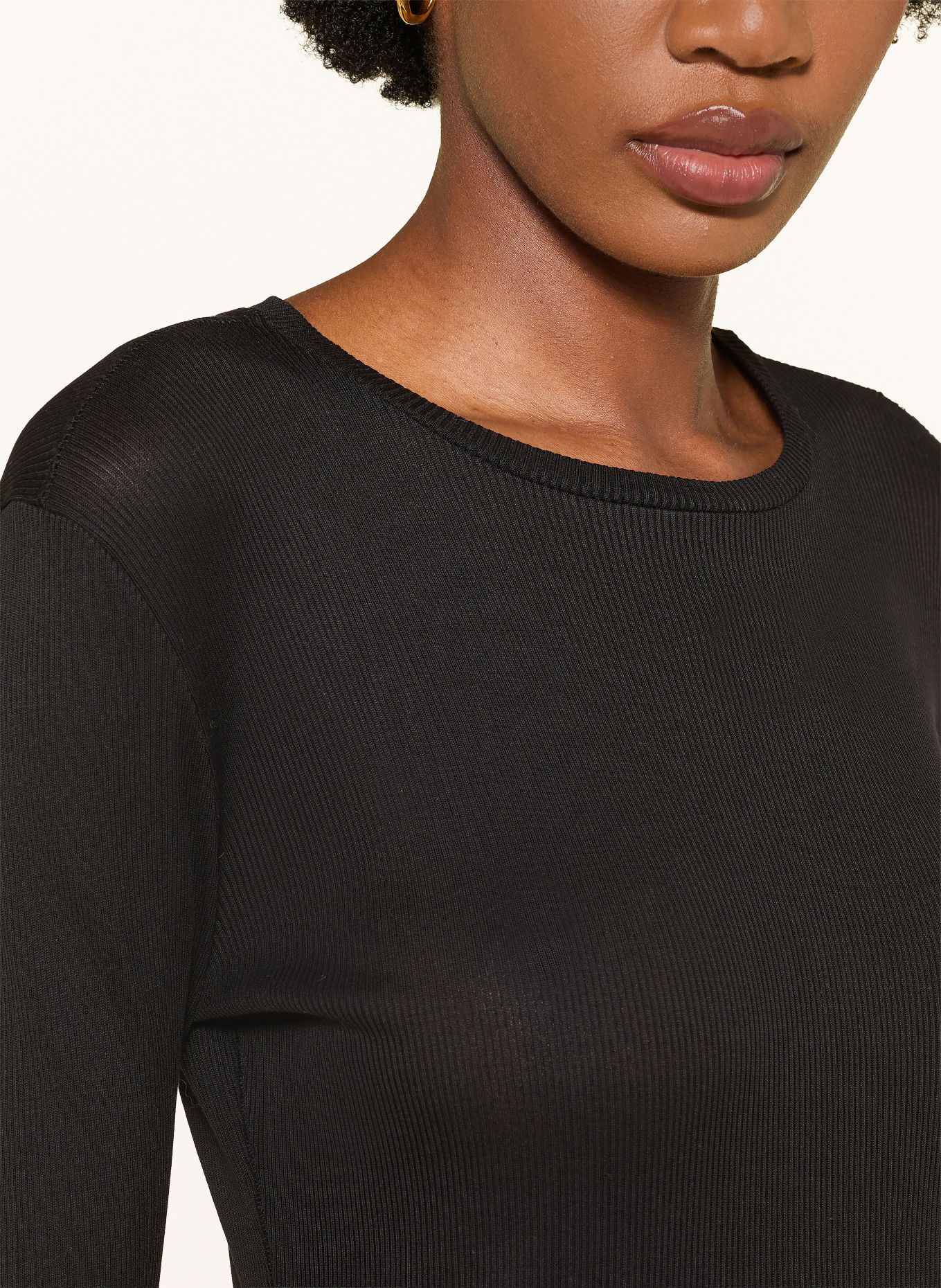 DOROTHEE SCHUMACHER Langærmet bluse med blonder: SORT
