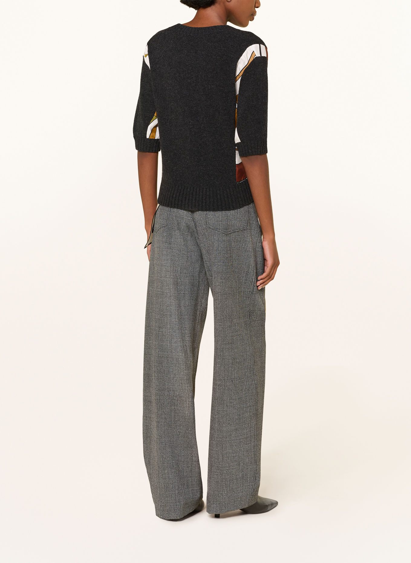 DOROTHEE SCHUMACHER Strickshirt FOULARD STATEMENTS im Materialmix mit Cashmere: DUNKELGRAU / GRÜN / WEISS