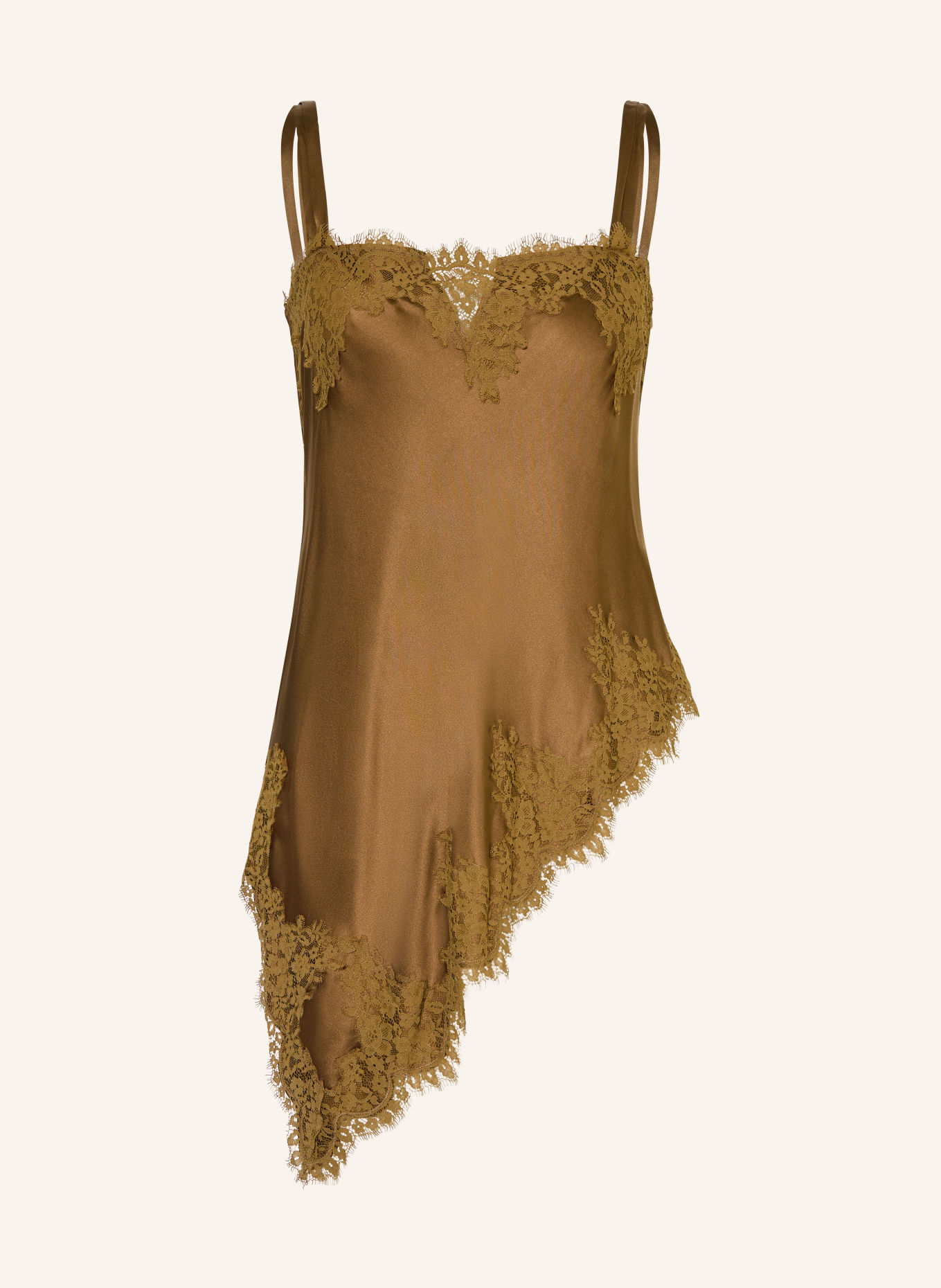 DOROTHEE SCHUMACHER Satintop SENSE OF SHINE mit Spitze: KHAKI