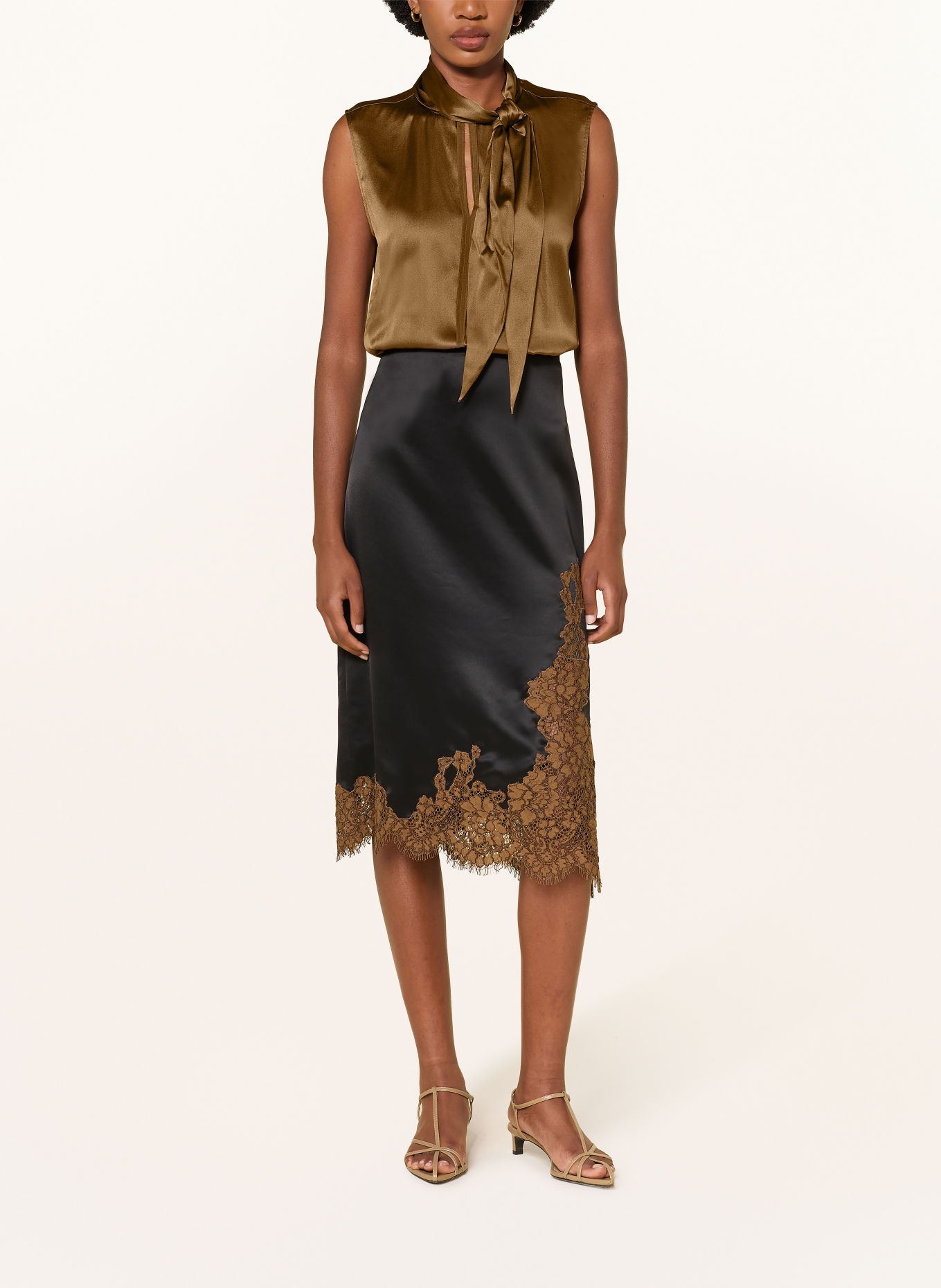 DOROTHEE SCHUMACHER Satintop SENSE OF SHINE mit Schluppe: KHAKI