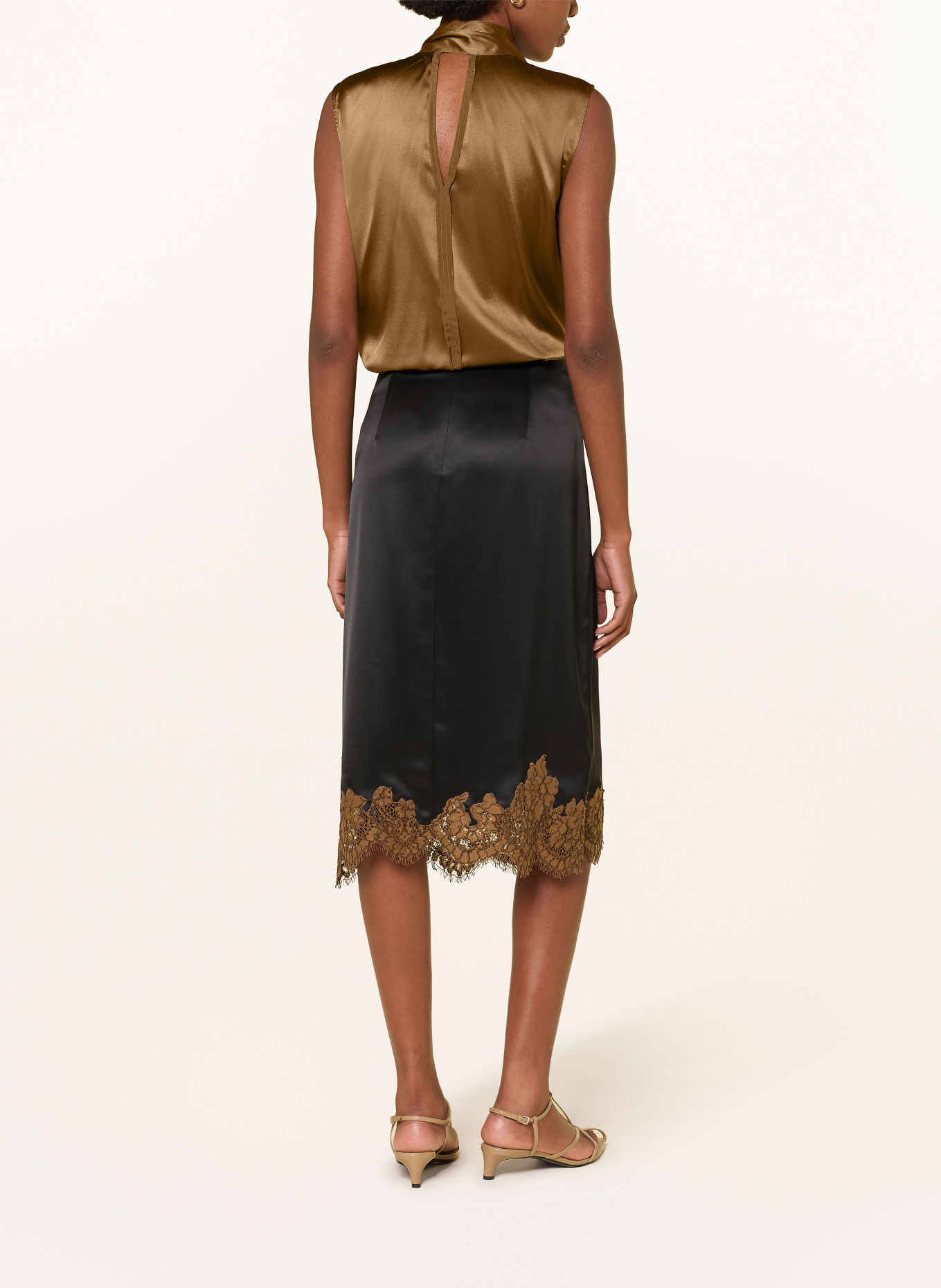 DOROTHEE SCHUMACHER Satintop SENSE OF SHINE mit Schluppe: KHAKI