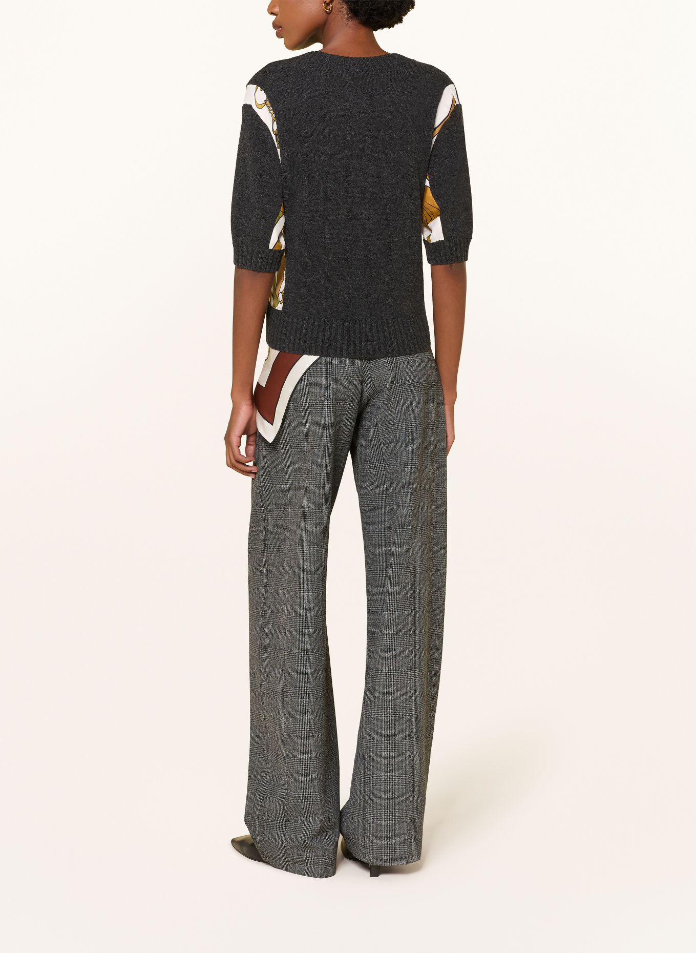 DOROTHEE SCHUMACHER Pantalon palazzo GRAPHIC TWIST: GRIS / BLANC / NOIR