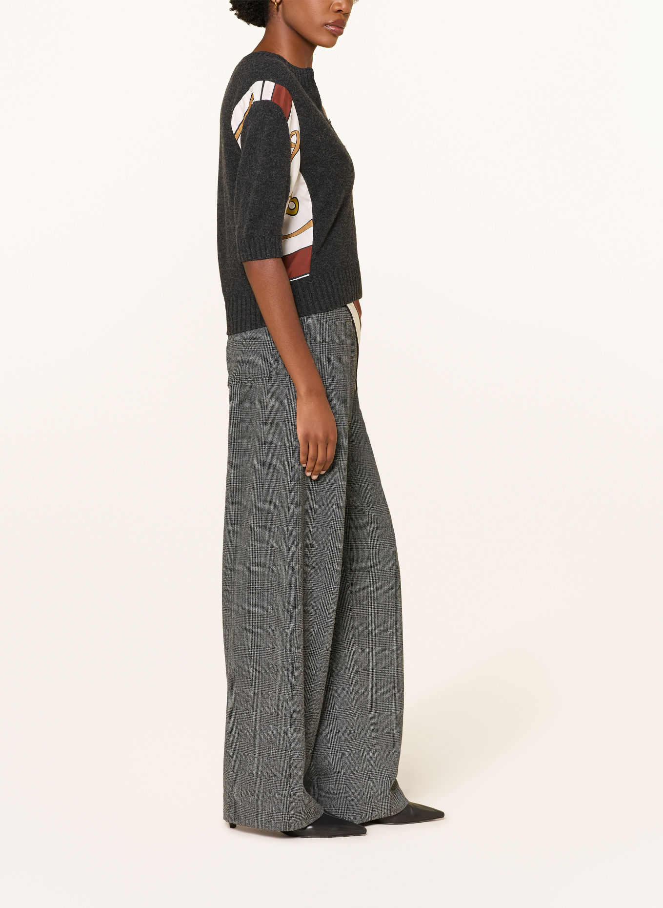 DOROTHEE SCHUMACHER Pantalon palazzo GRAPHIC TWIST: GRIS / BLANC / NOIR
