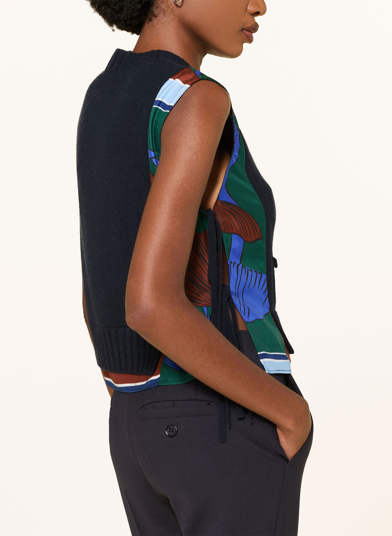 DOROTHEE SCHUMACHER Weste FOULARD STATEMENTS im Materialmix: DUNKELBLAU / BRAUN / GRÜN