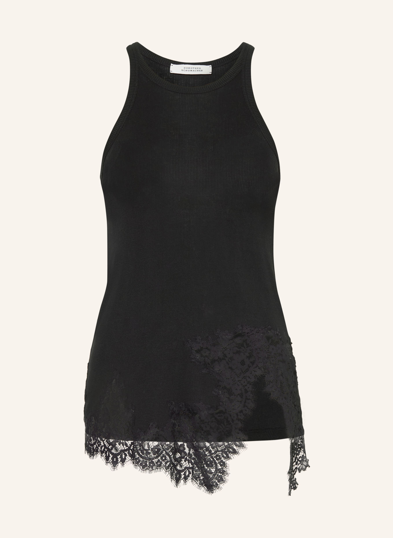 DOROTHEE SCHUMACHER Top PURE SLEEKNESS med blonder: SORT