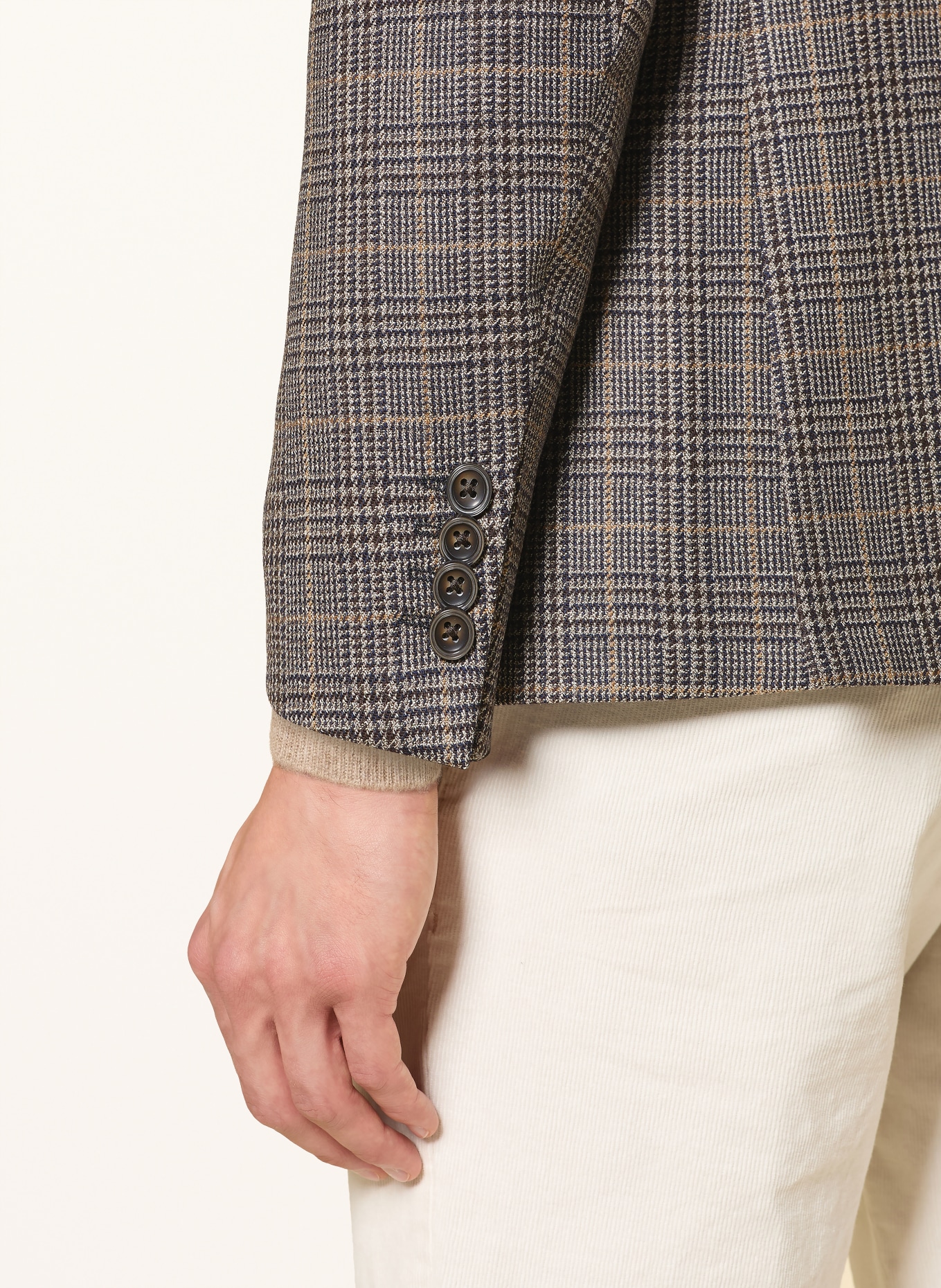 ROY ROBSON Sakko Slim Fit: DUNKELBLAU / GRAU / GELB