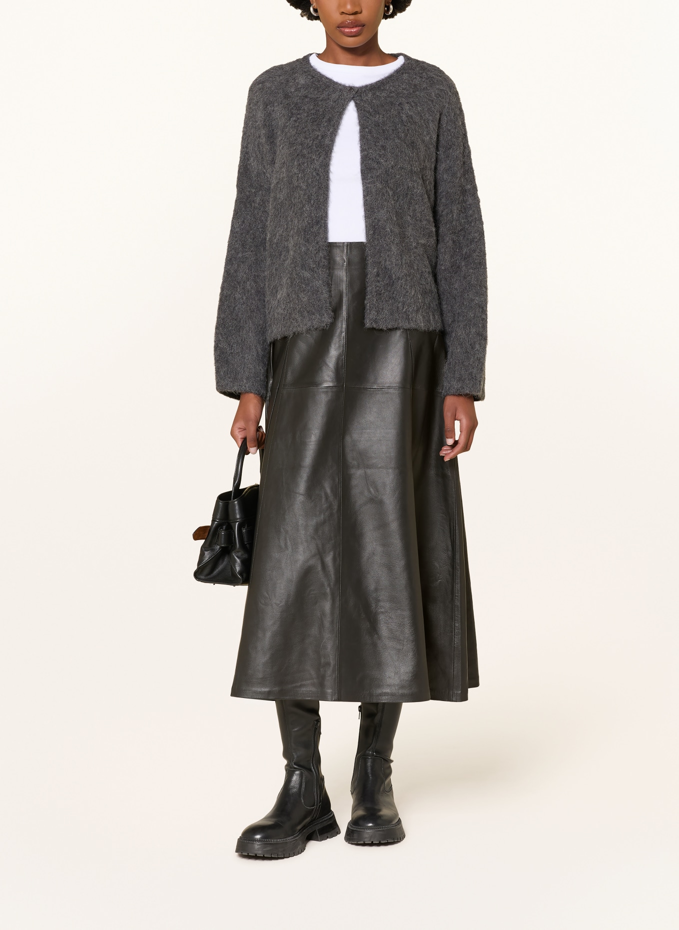 MRS & HUGS Leather skirt: BLACK