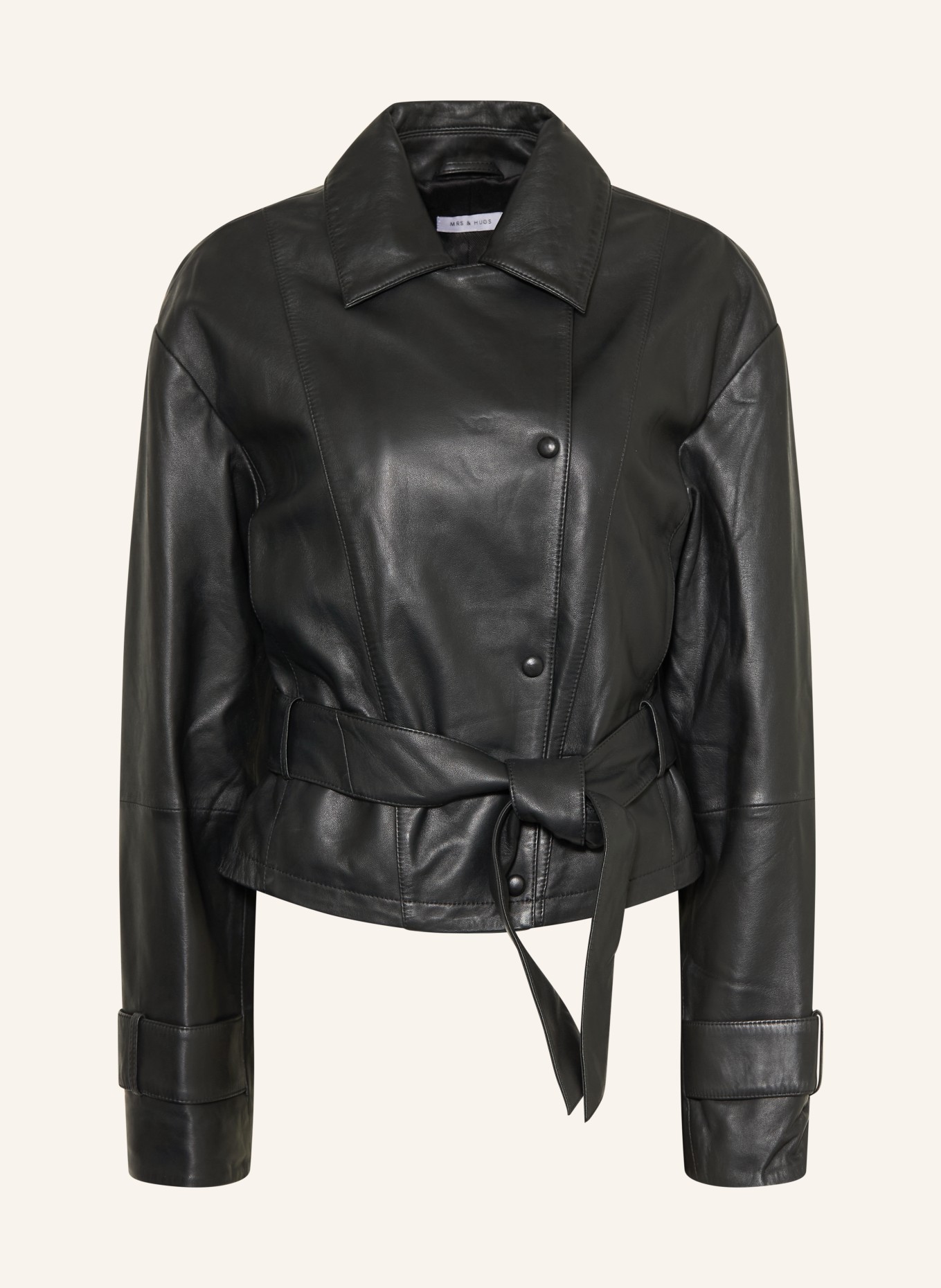 MRS & HUGS Veste en cuir: NOIR