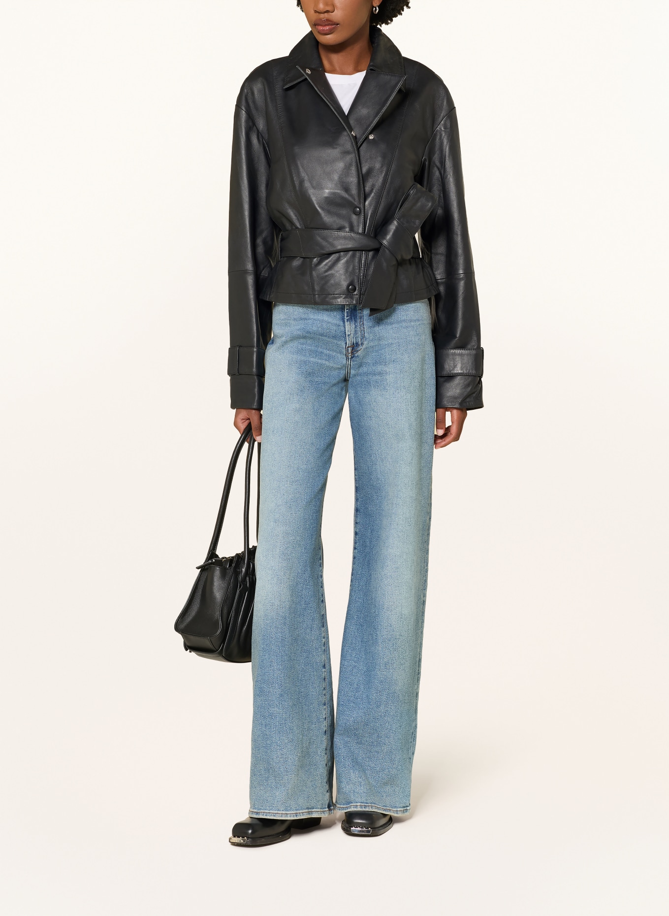 MRS & HUGS Veste en cuir: NOIR