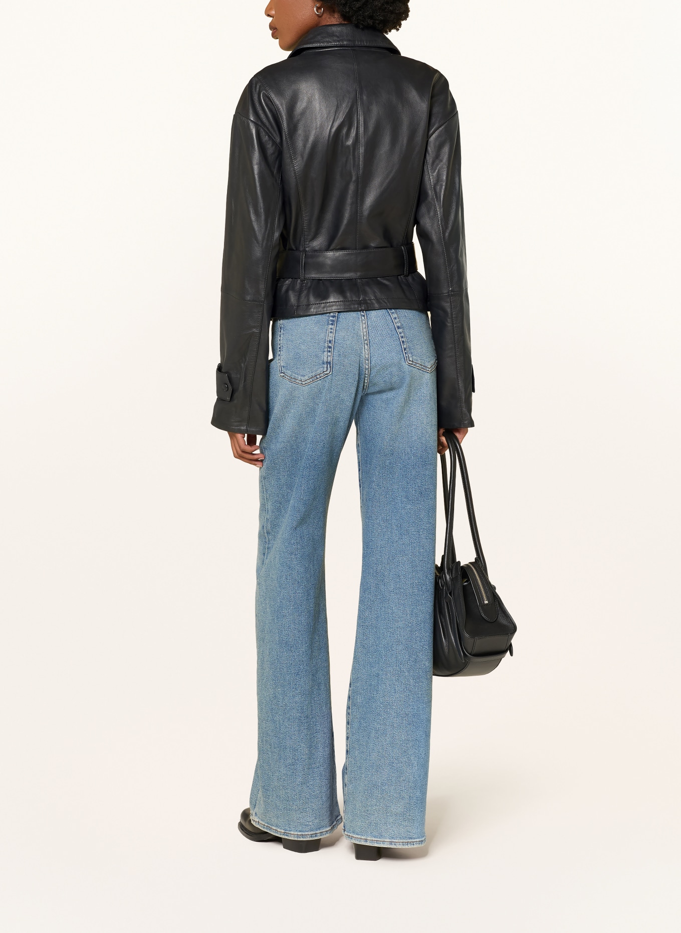 MRS & HUGS Veste en cuir: NOIR