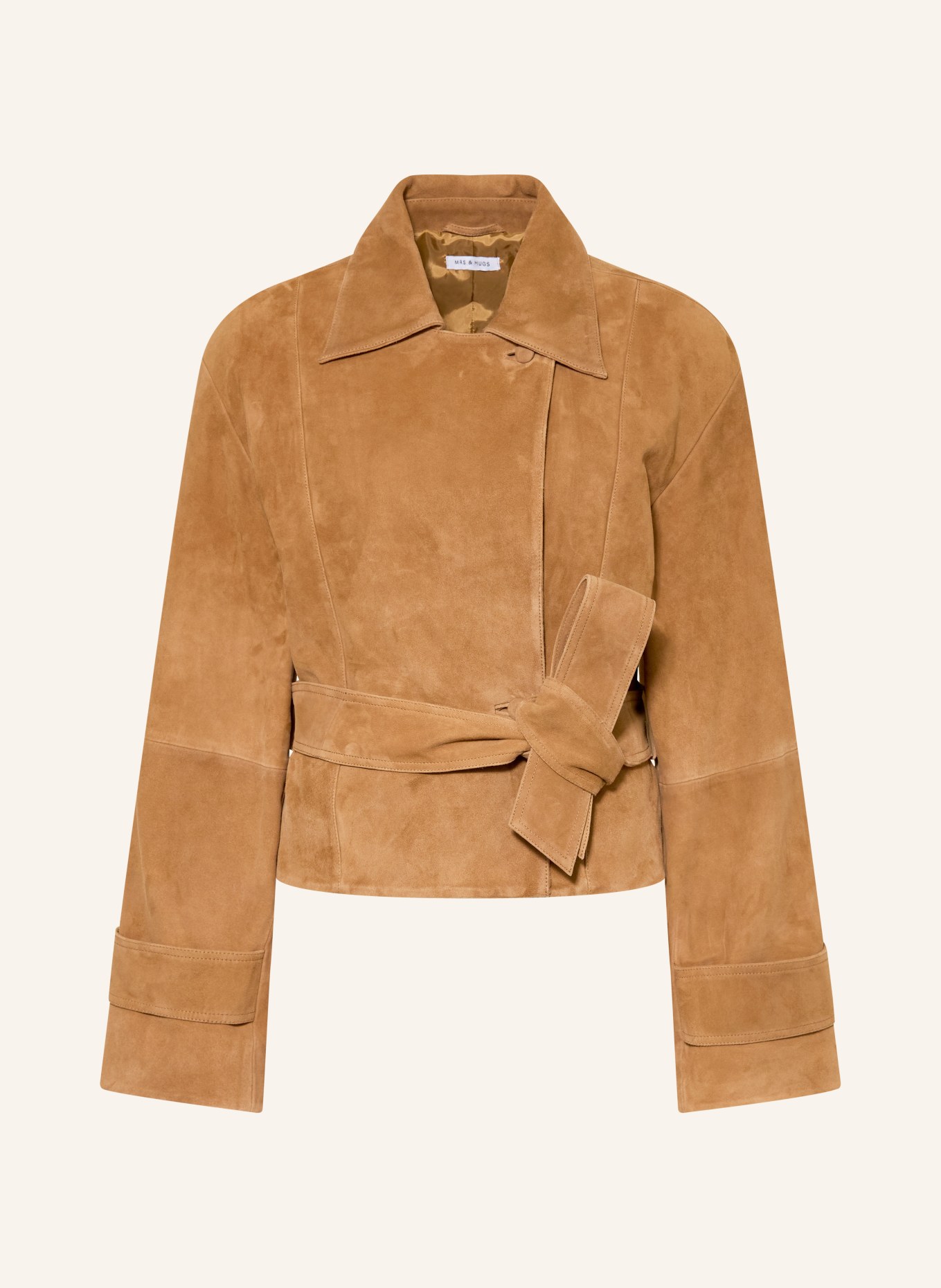 MRS & HUGS Veste en cuir: COGNAC