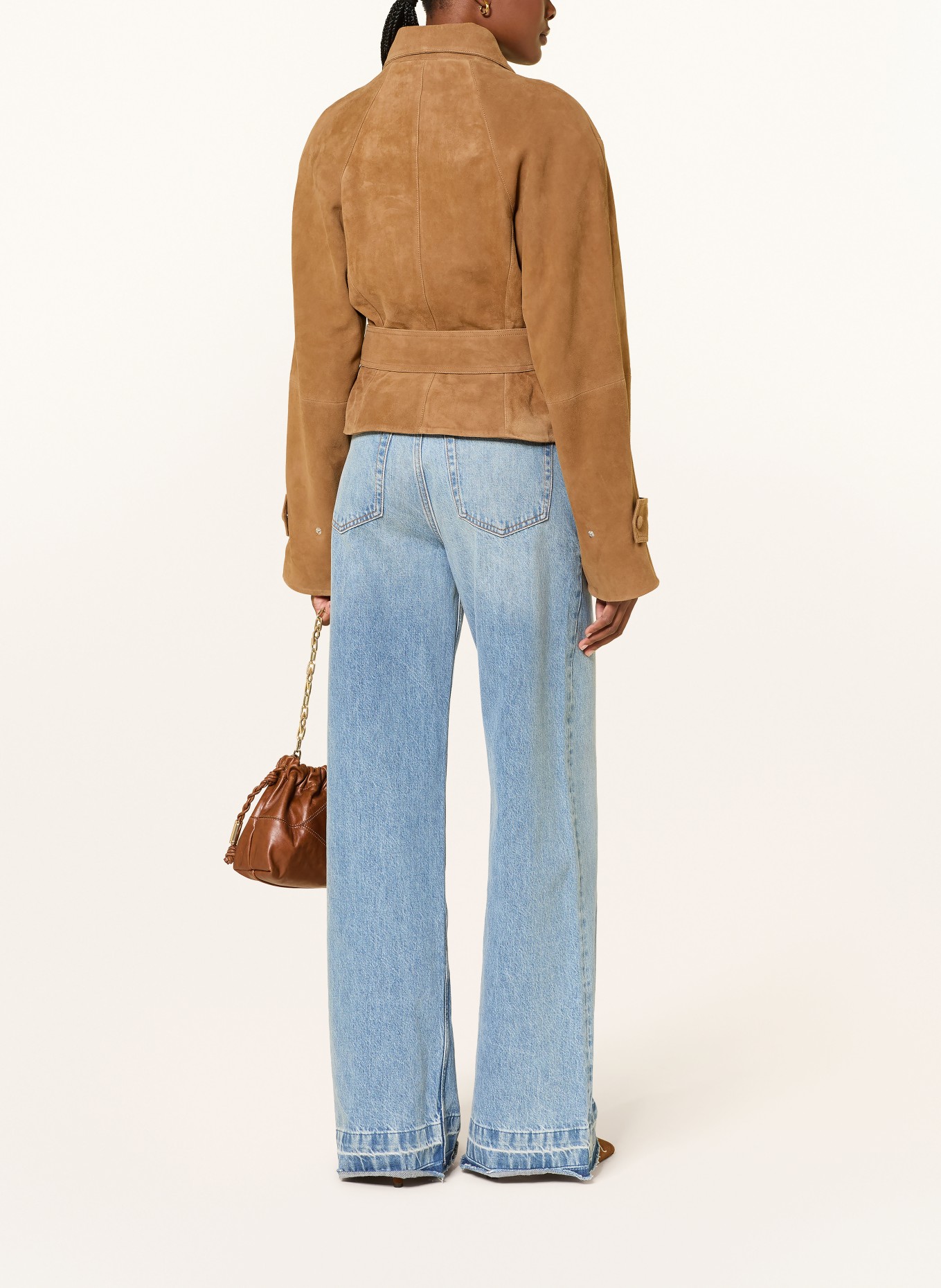 MRS & HUGS Veste en cuir: COGNAC