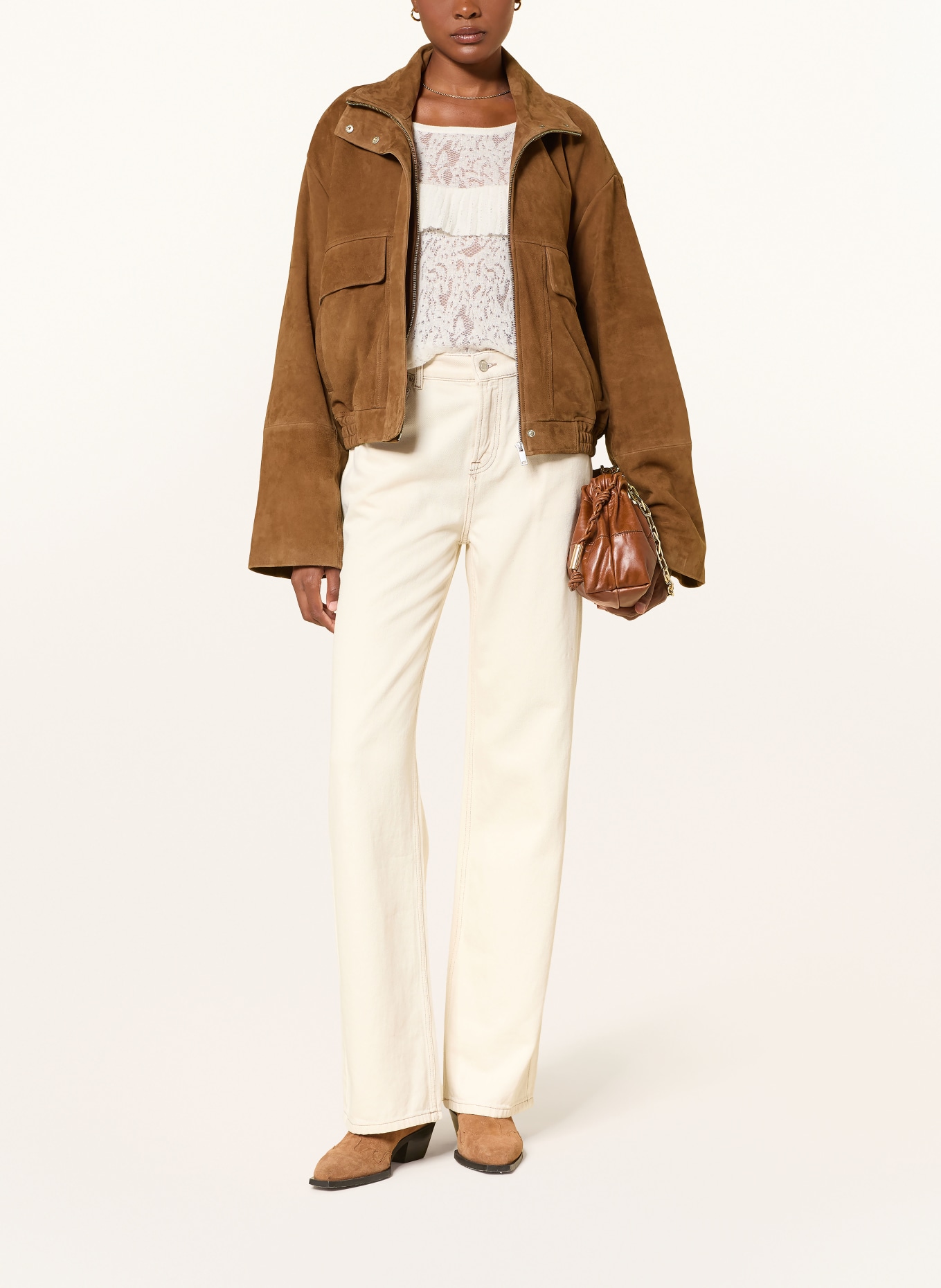 MRS & HUGS Leren blouson: BRUIN
