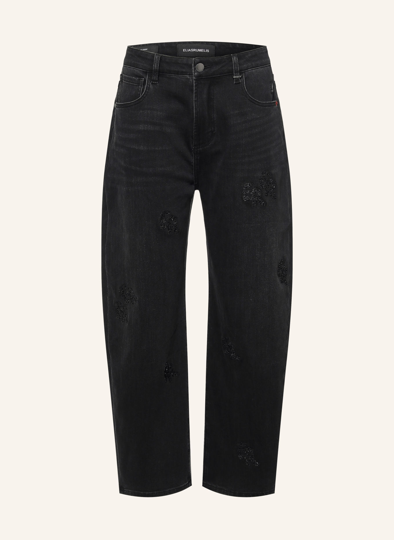 ELIAS RUMELIS Barrel jeans YOANA SPECIAL met sierstenen: 1347 dirty black
