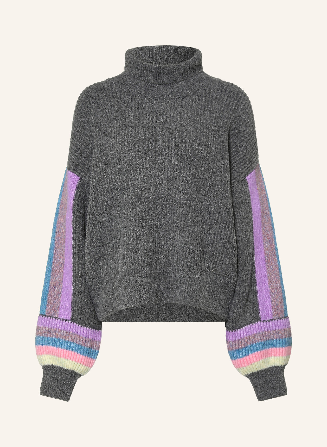 ELIAS RUMELIS Pull à col roulé ANILA: GRIS / LILAS CLAIR / BLEU CLAIR