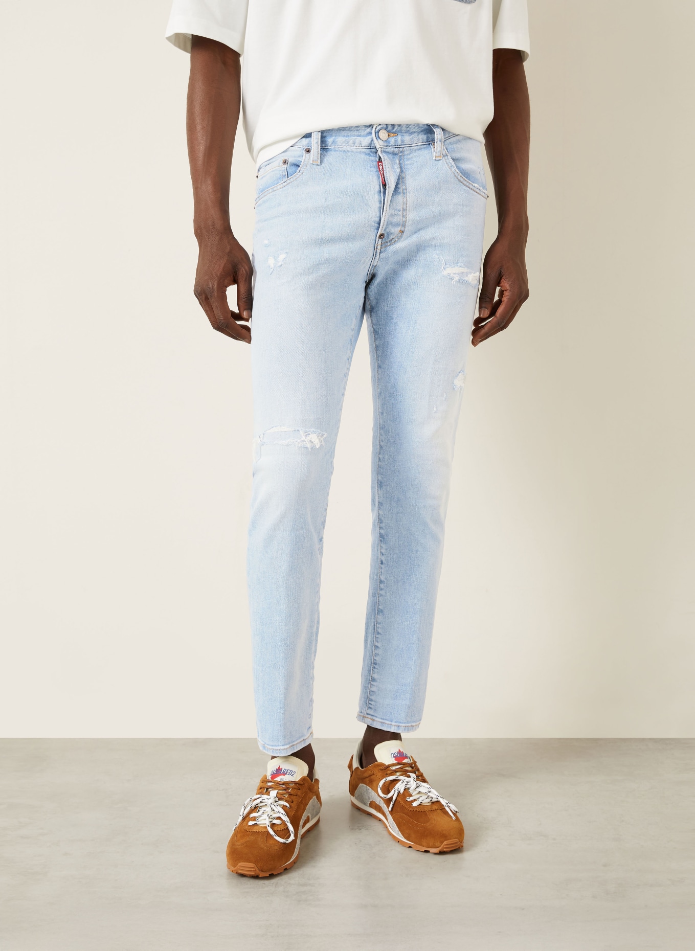 DSQUARED2 Jeansy w stylu destroyed SKATER, krój Extra Slim Fit: 470 NAVY BLUE