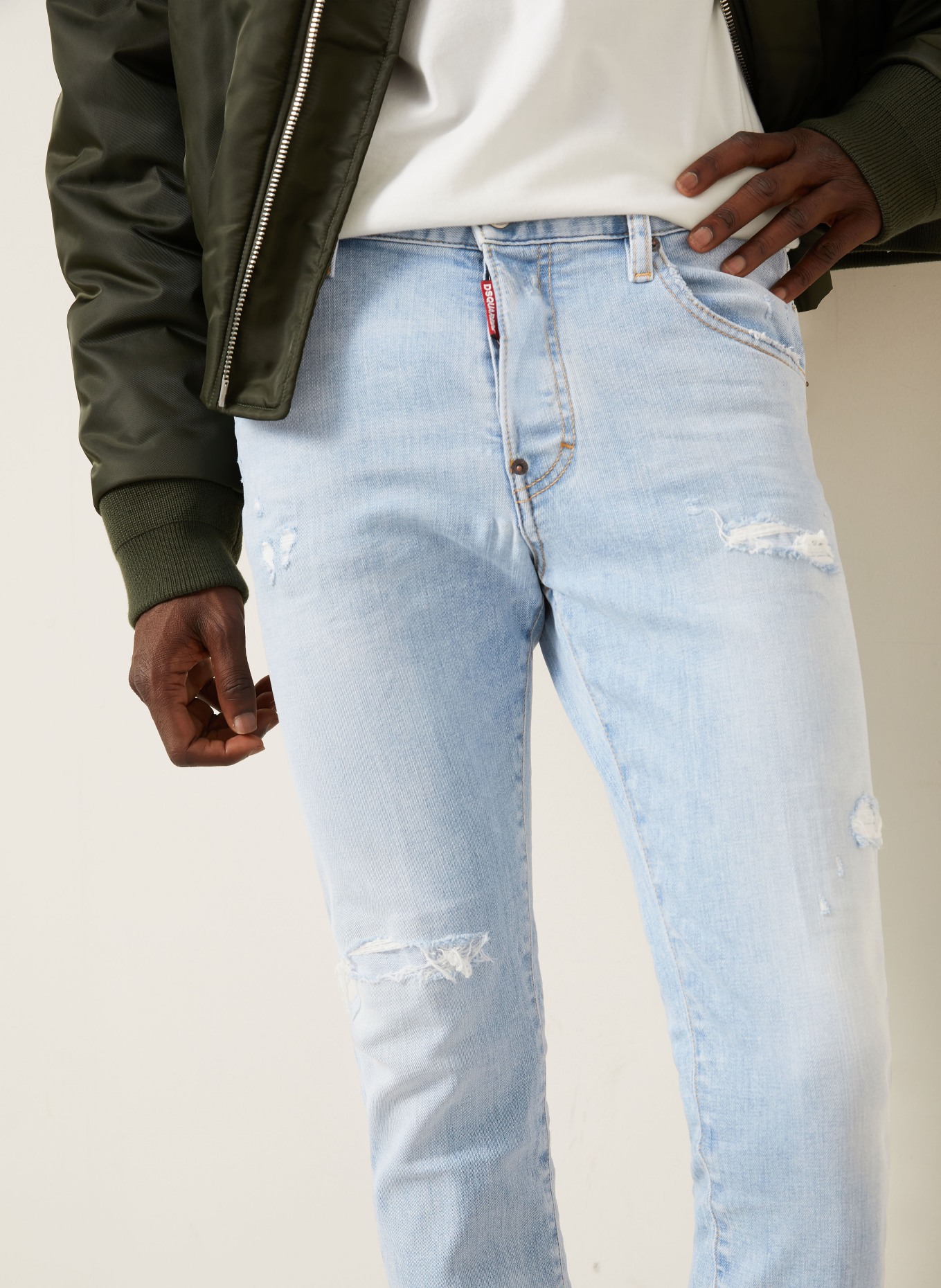 DSQUARED2 Jeansy w stylu destroyed SKATER, krój Extra Slim Fit: 470 NAVY BLUE