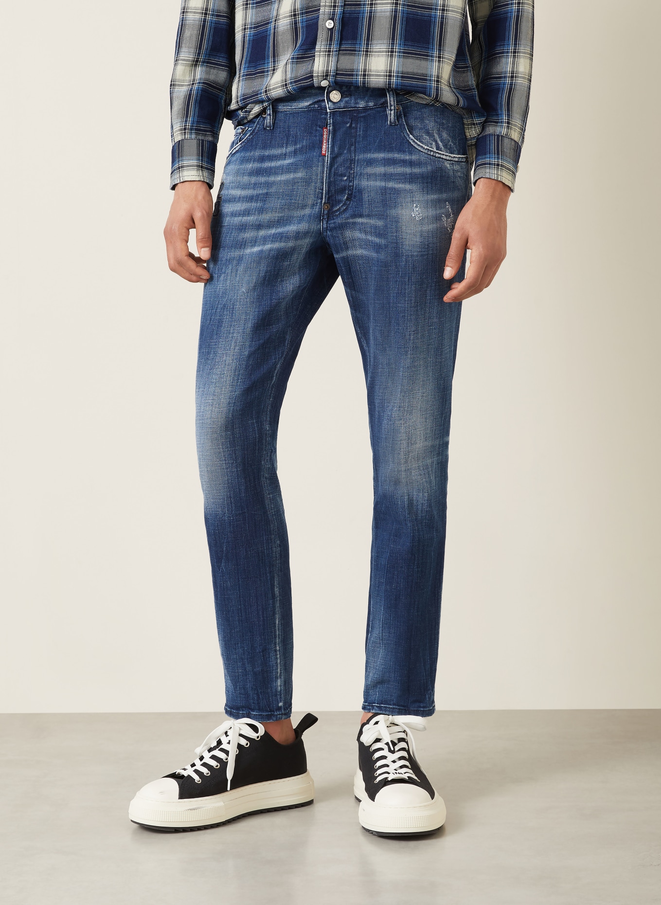 DSQUARED2 Destroyed Jeans SKATER JEAN Extra Slim Fit: 470 NAVY BLUE
