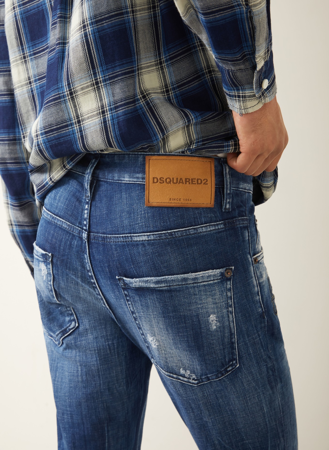 DSQUARED2 Destroyed Jeans SKATER JEAN Extra Slim Fit: 470 NAVY BLUE