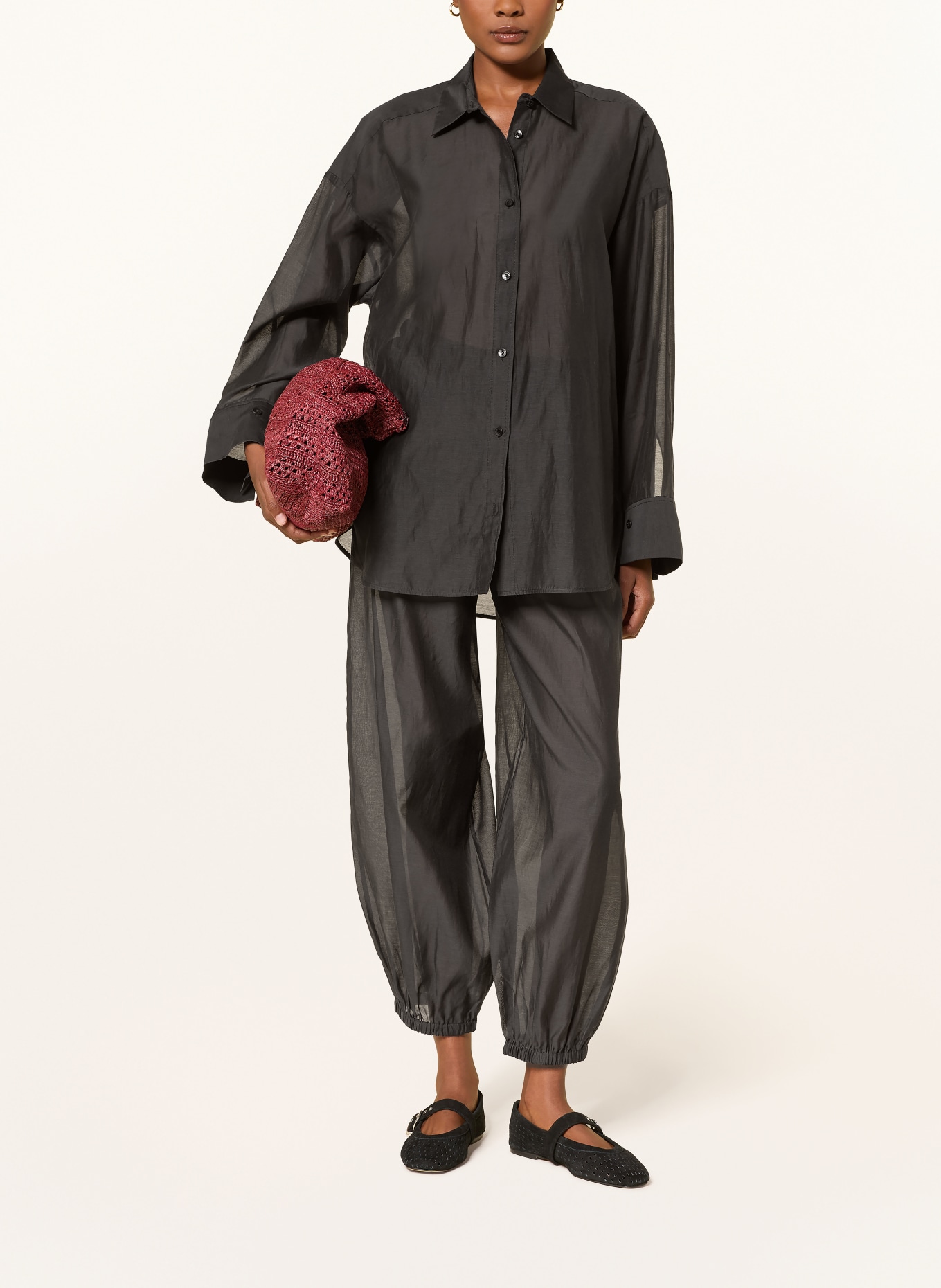 BY MALENE BIRGER LUMAS 7/8-length trousers with silk: BLACK