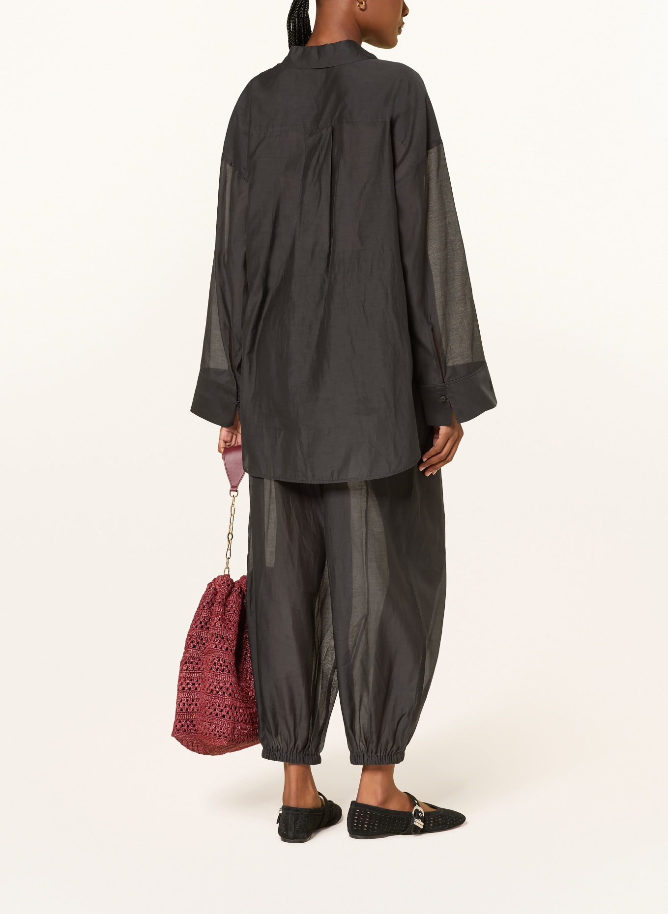 BY MALENE BIRGER LUMAS 7/8-length trousers with silk: BLACK