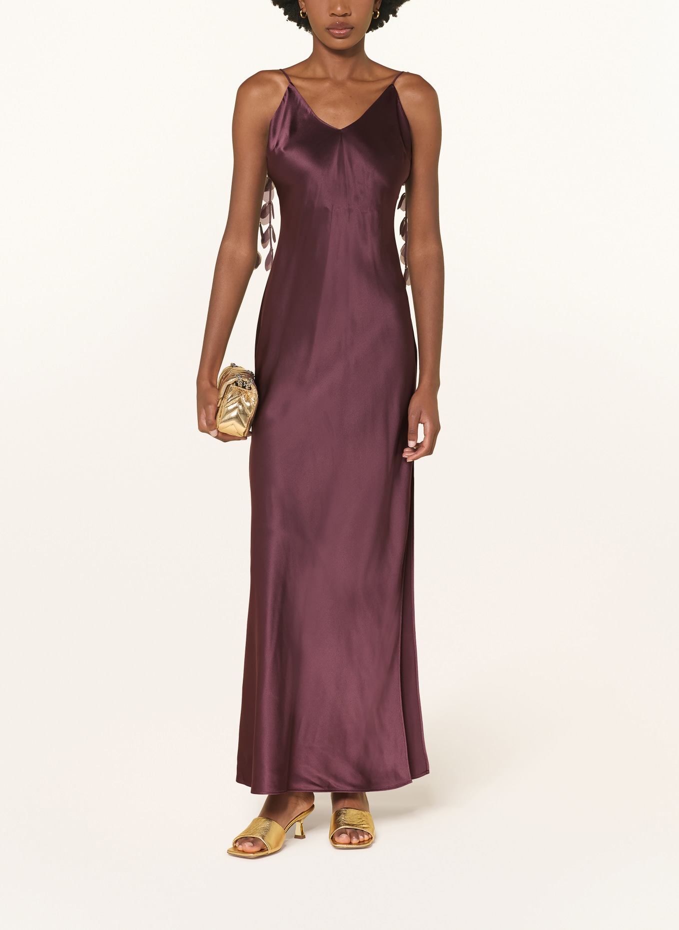 BY MALENE BIRGER PASCALE silk dress with gemstones: DARK BROWN