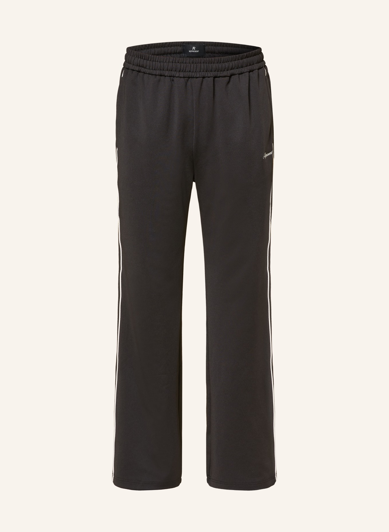 REPRESENT Track pants with braided stripes: BLACK / WHITE