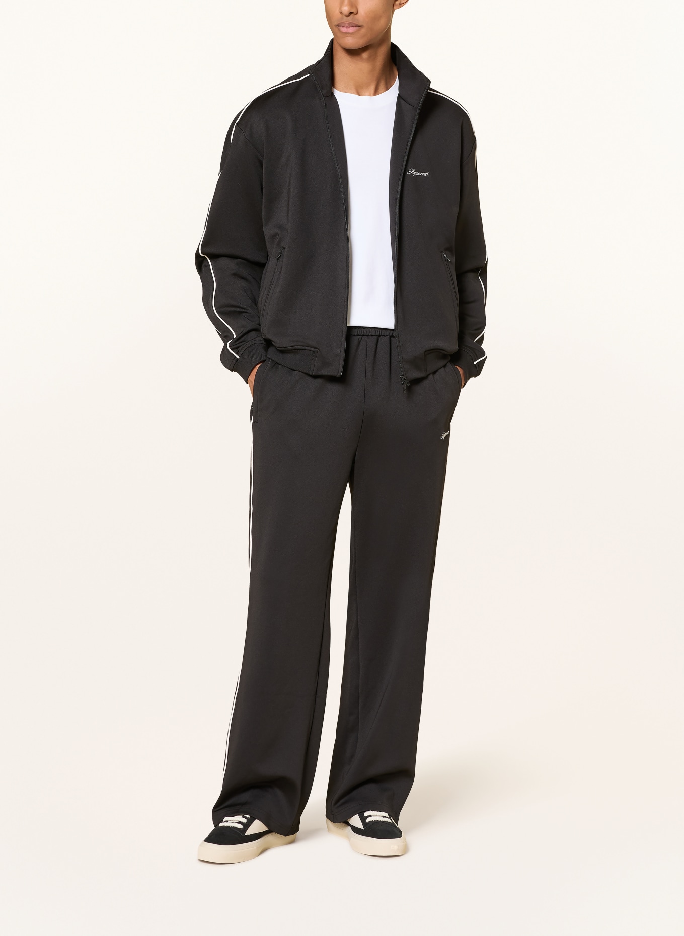 REPRESENT Track pants with braided stripes: BLACK / WHITE