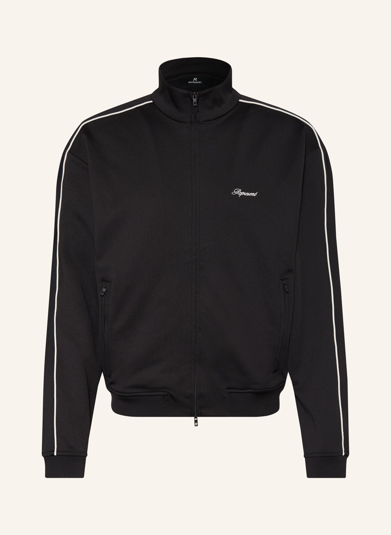 REPRESENT Track Jacket: BLACK / WHITE