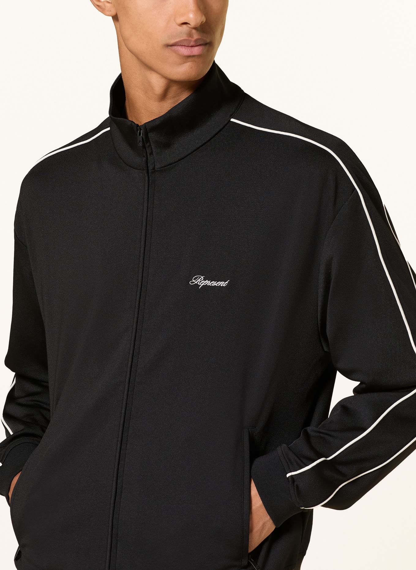 REPRESENT Track Jacket: BLACK / WHITE