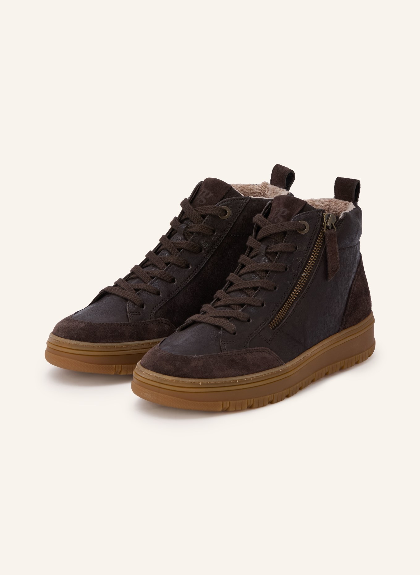 paul green Hightop-Sneaker: DUNKELBRAUN / GOLD