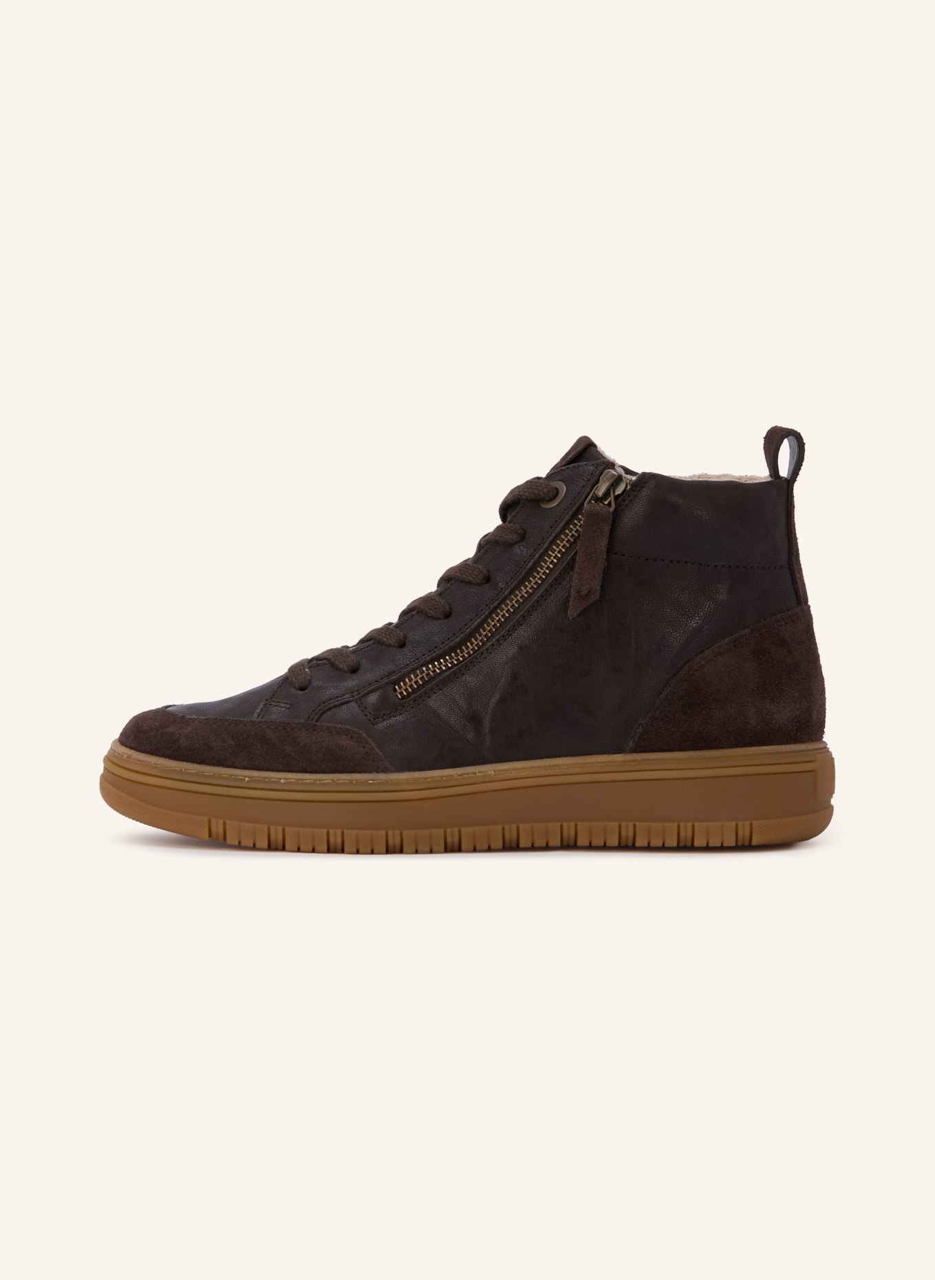 paul green Hightop-Sneaker: DUNKELBRAUN / GOLD