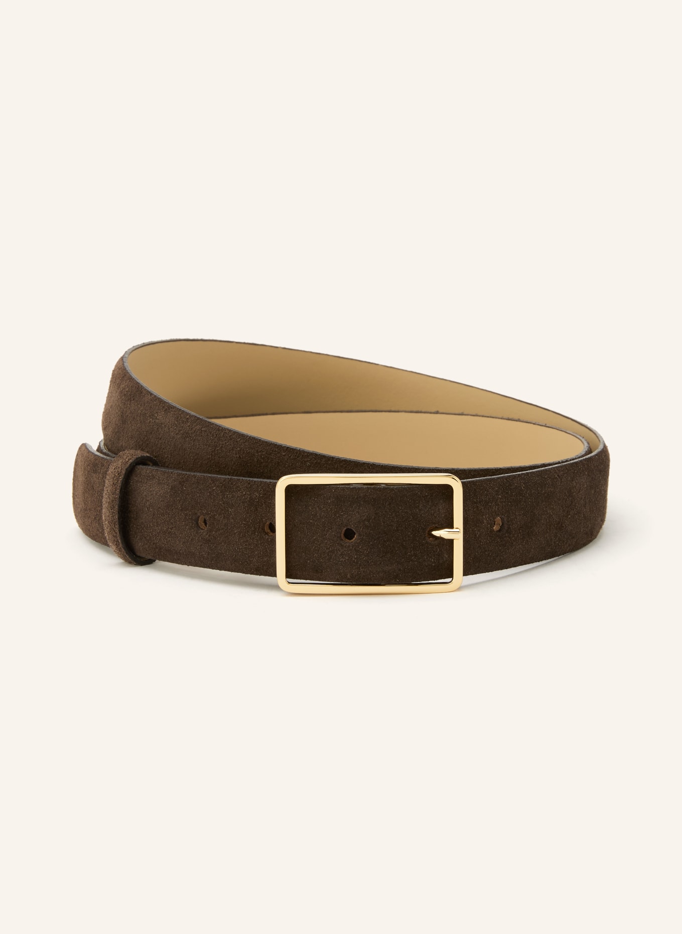 abro Leren riem: MARRON FONCÉ / GOUD