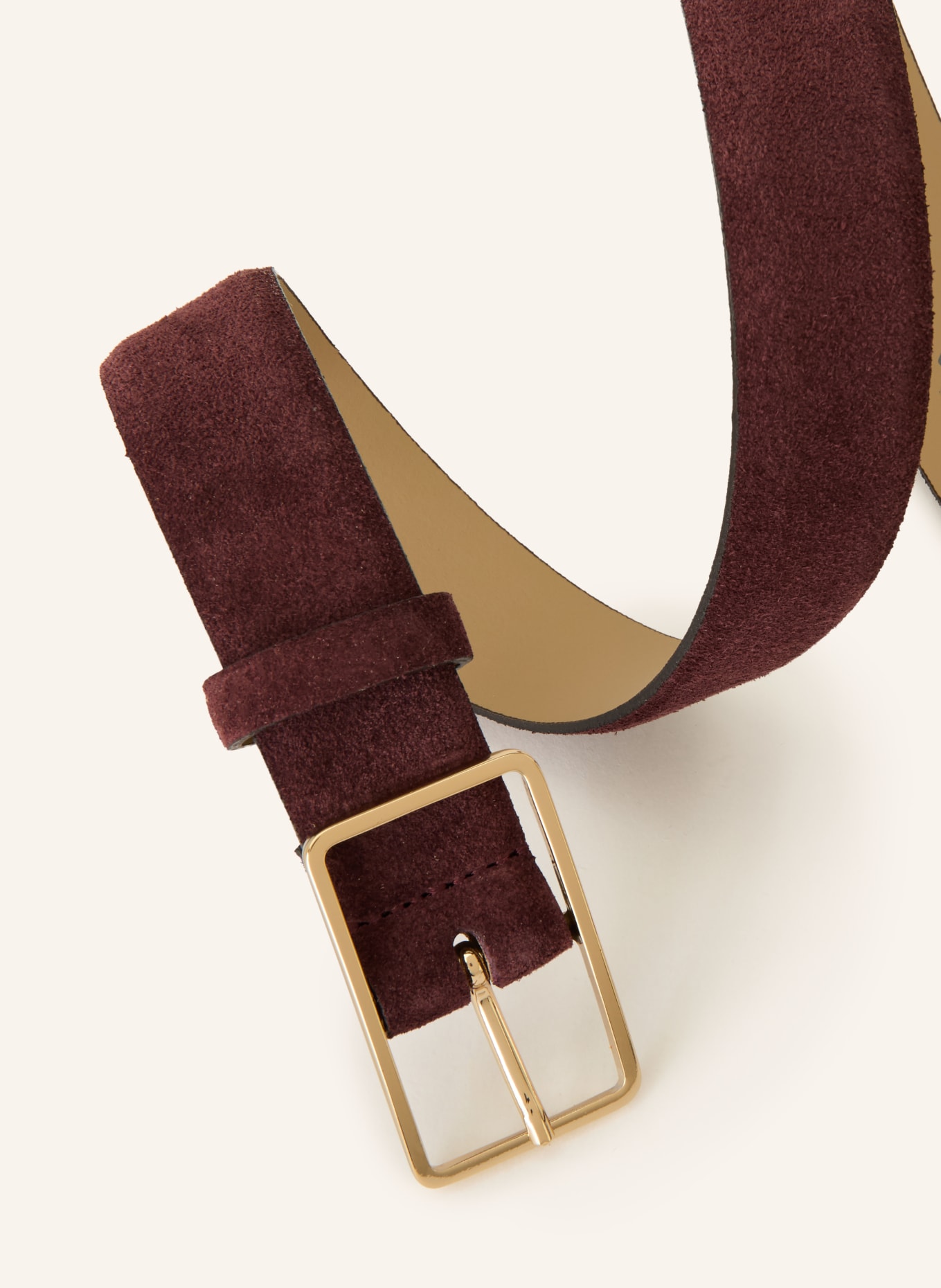 abro Leren riem: DONKERROOD / GOUD