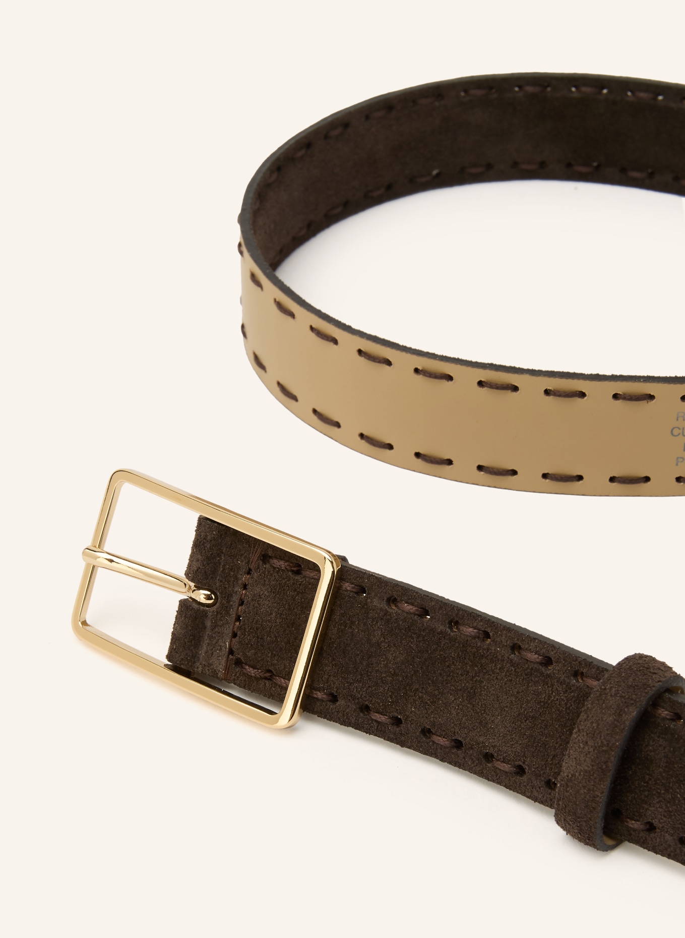 abro Leren riem: MARRON FONCÉ / GOUD