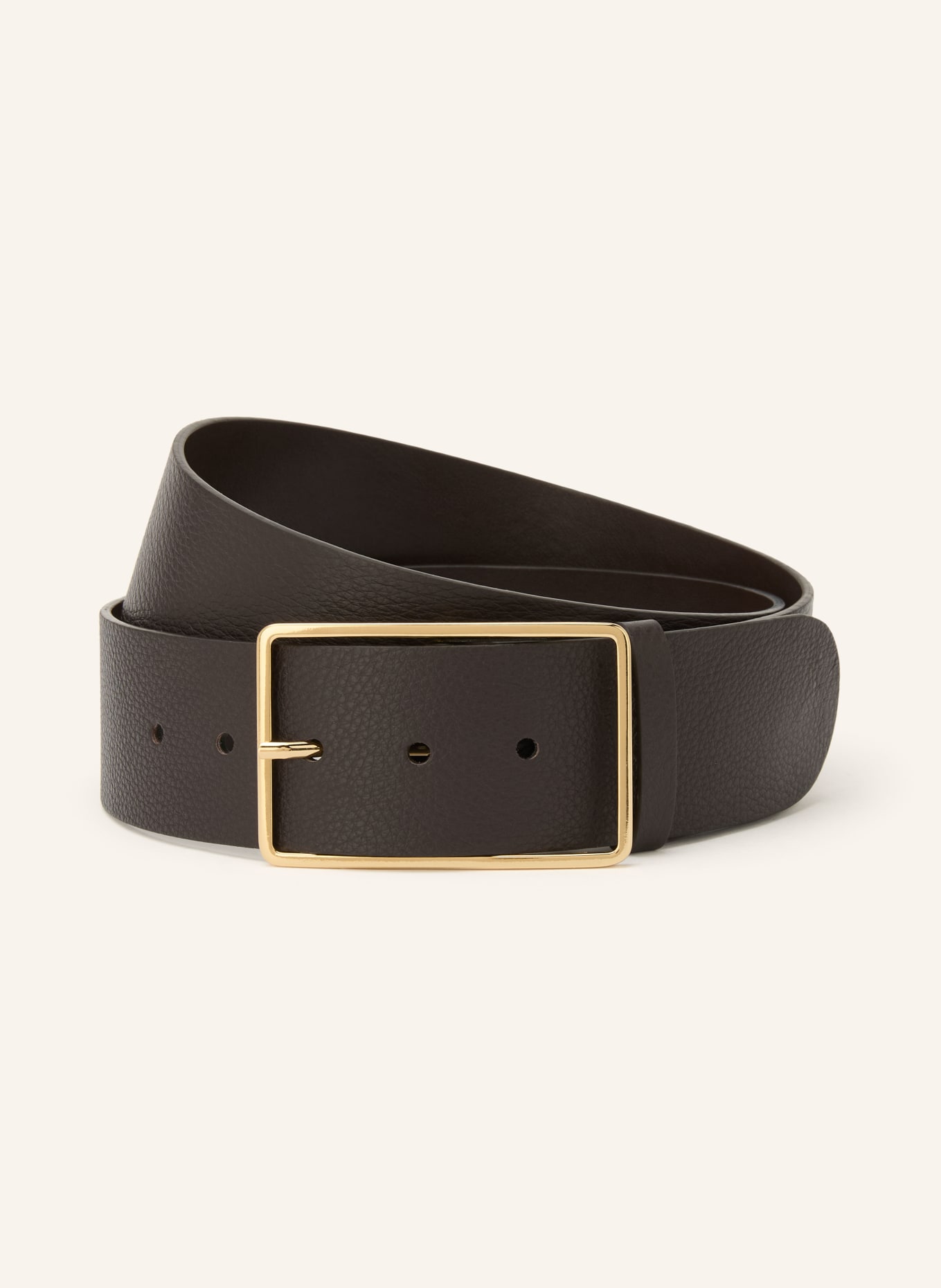 abro Leren riem DALIA: MARRON FONCÉ / GOUD