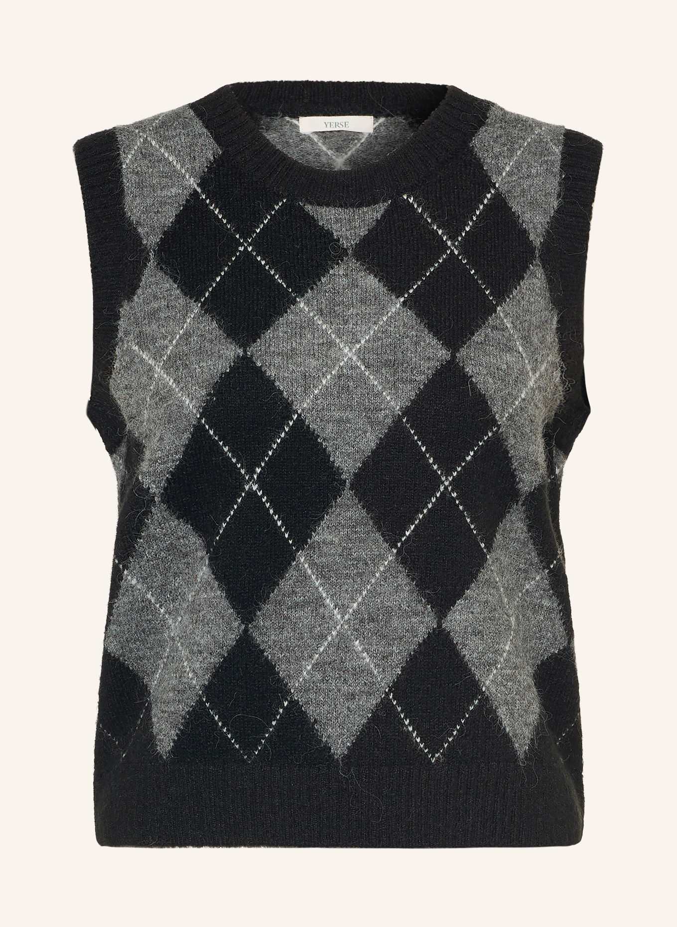 YERSE Pull sans manches DIAMOND: NOIR / GRIS