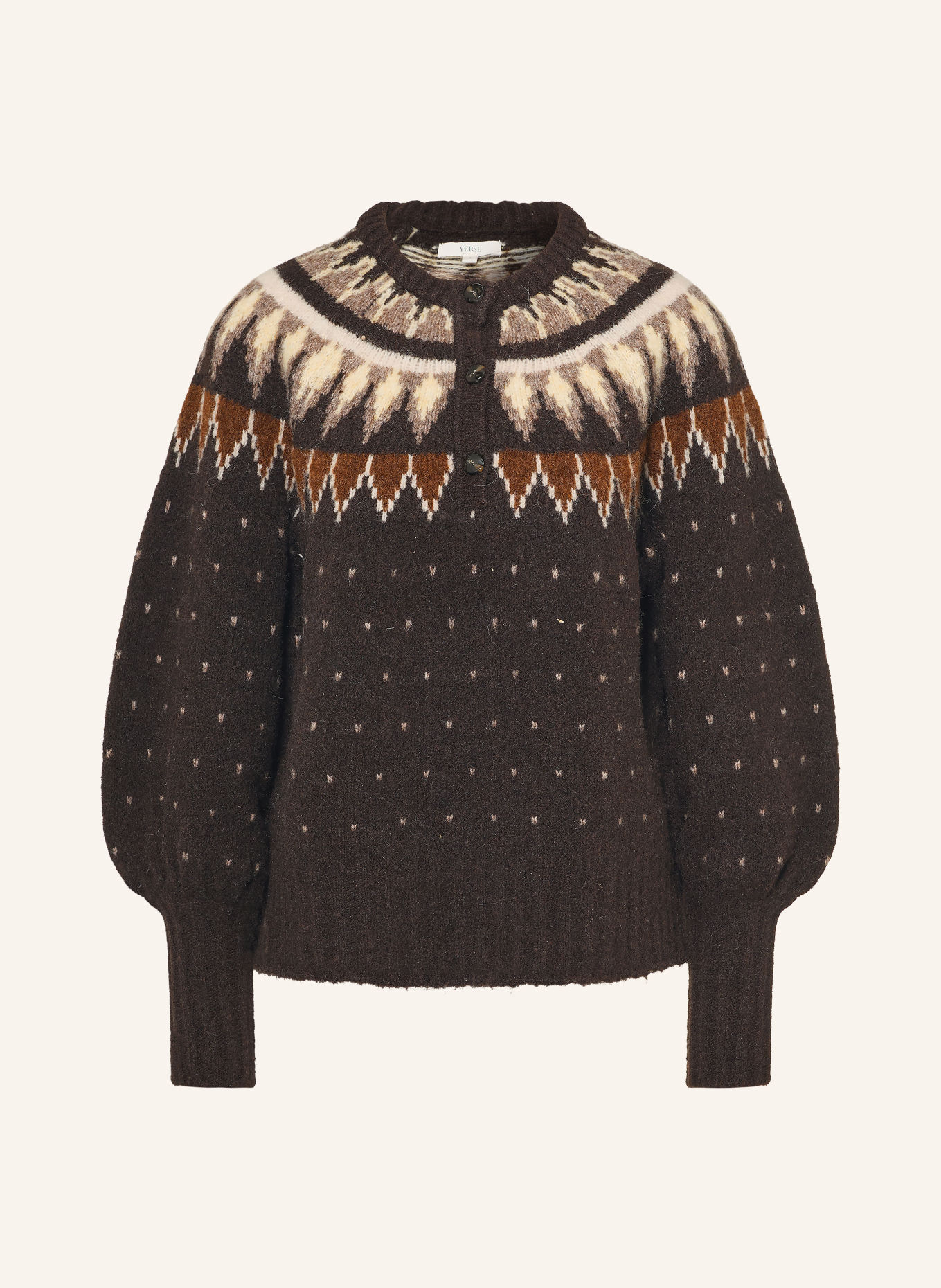 YERSE Trui GREAT: MARRON FONCÉ / CAMEL / BEIGE