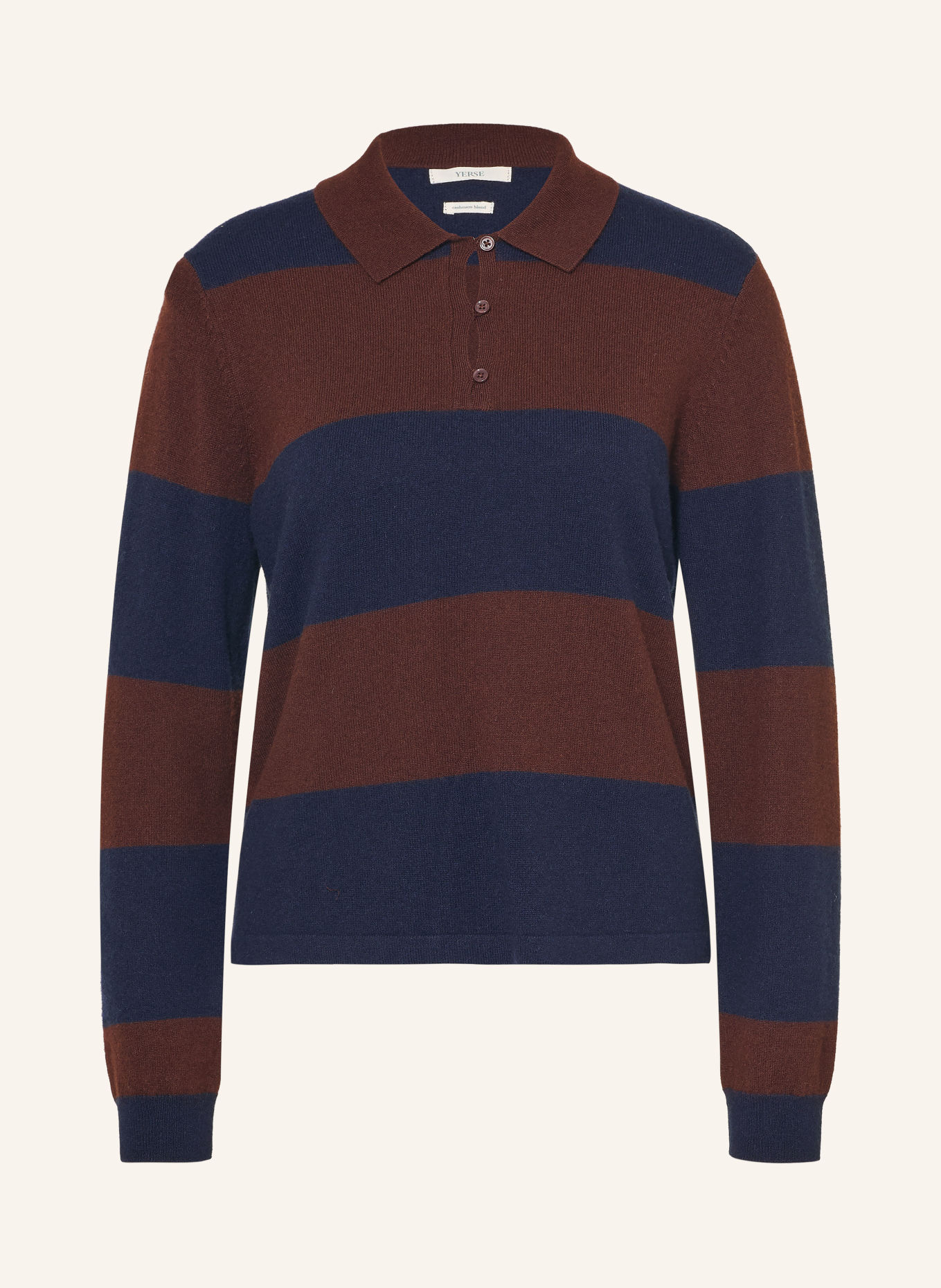 YERSE NORA Knit polo shirt: BROWN / BLUE