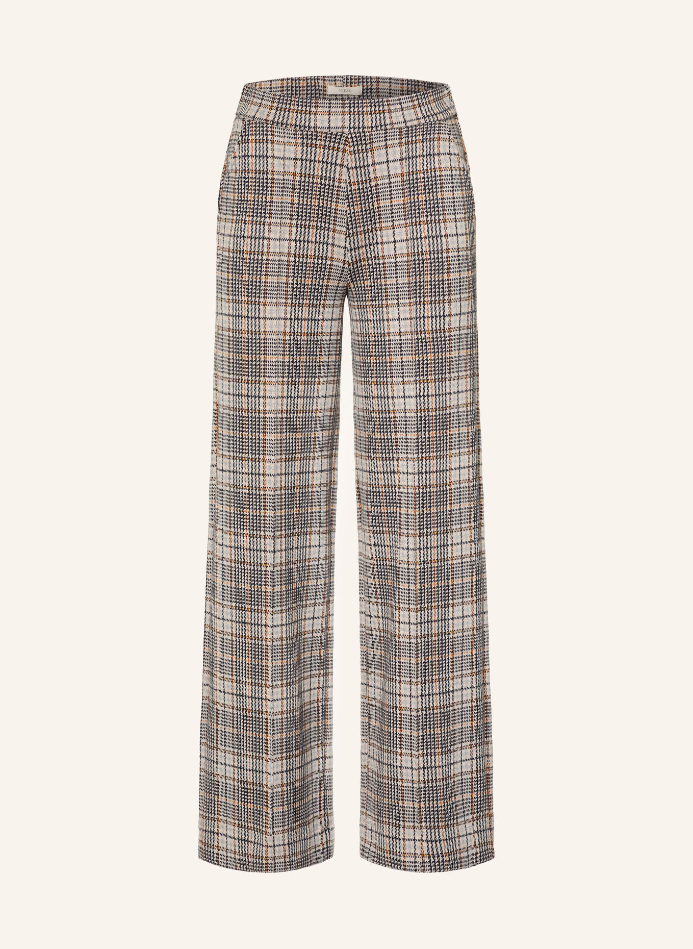 YERSE HARRIET wide-leg trousers: BEIGE / COGNAC / BLACK