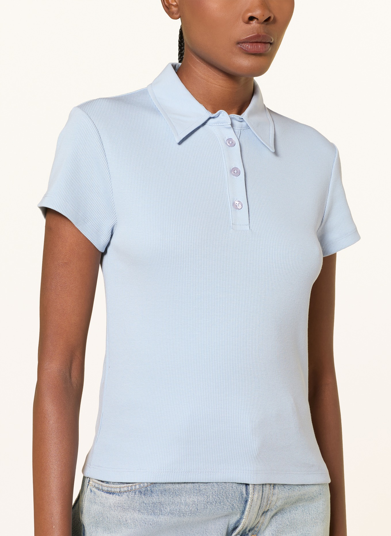 MRS & HUGS Jersey-poloshirt: LICHTBLAUW