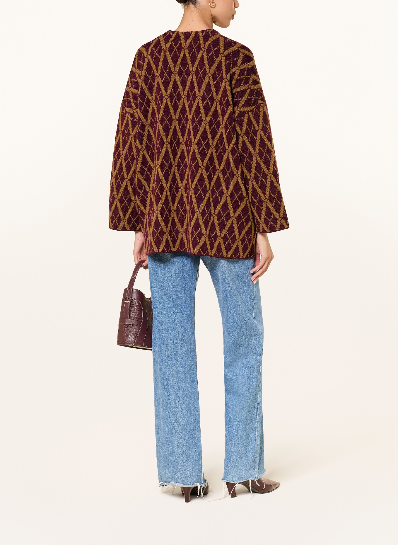 ALLUDE Gilet en cachemire: CHAMEAU / ROUGE FONCÉ