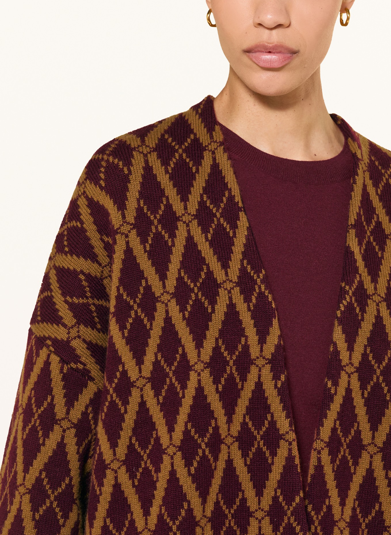 ALLUDE Gilet en cachemire: CHAMEAU / ROUGE FONCÉ
